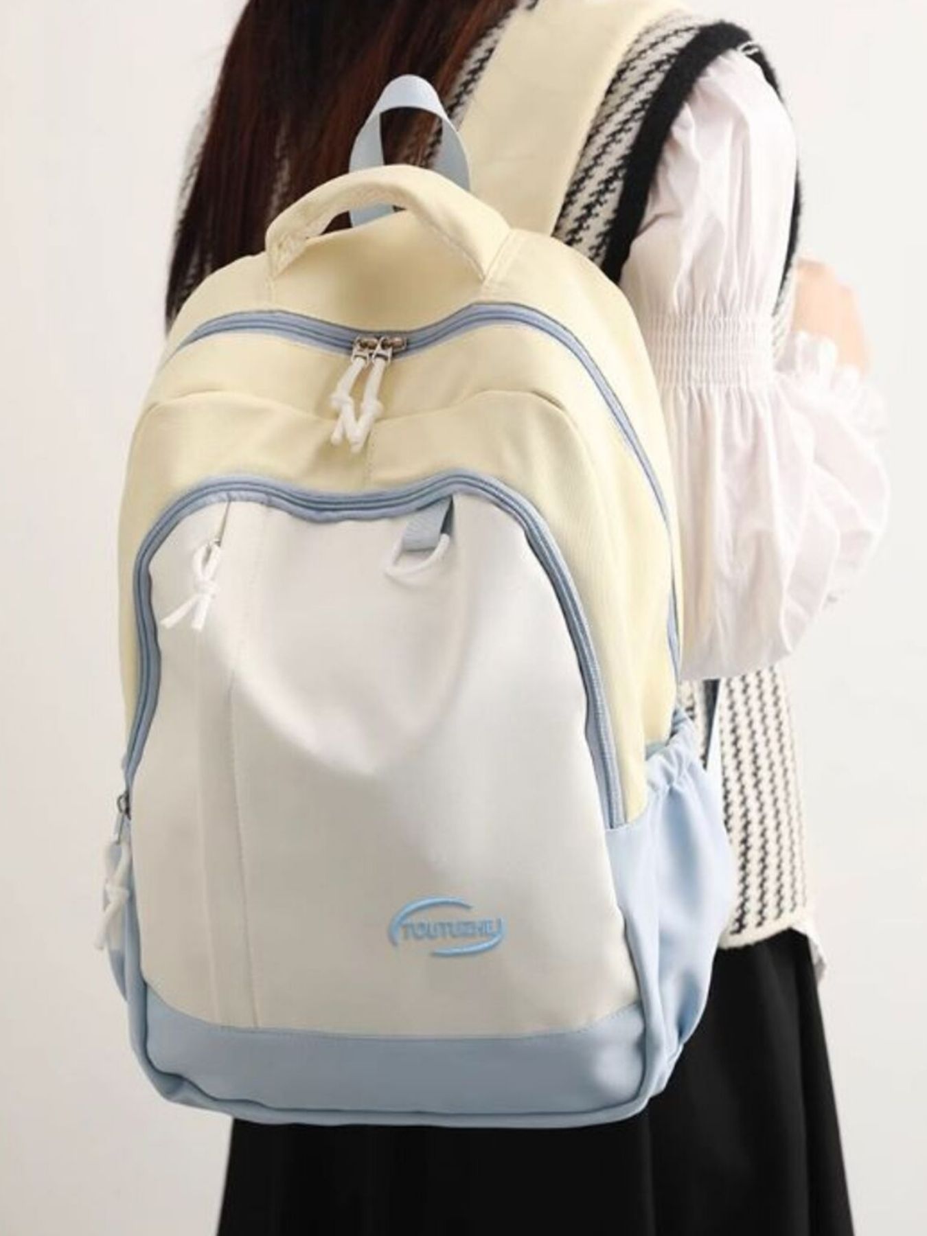 Color Block Lightweight Backpack Bag