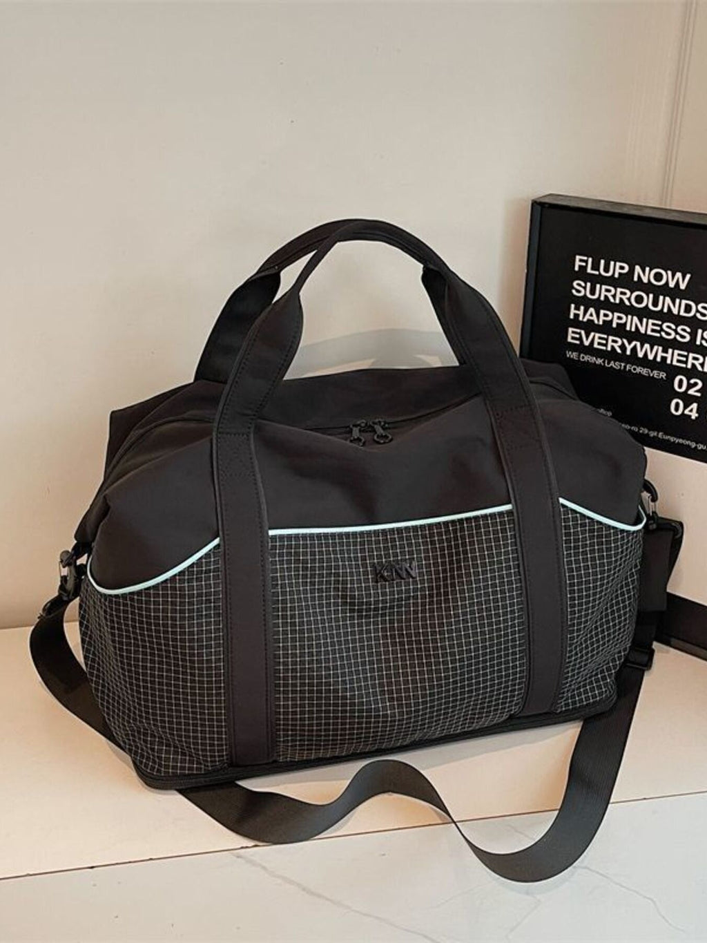 Grid Pattern Duffel Bag