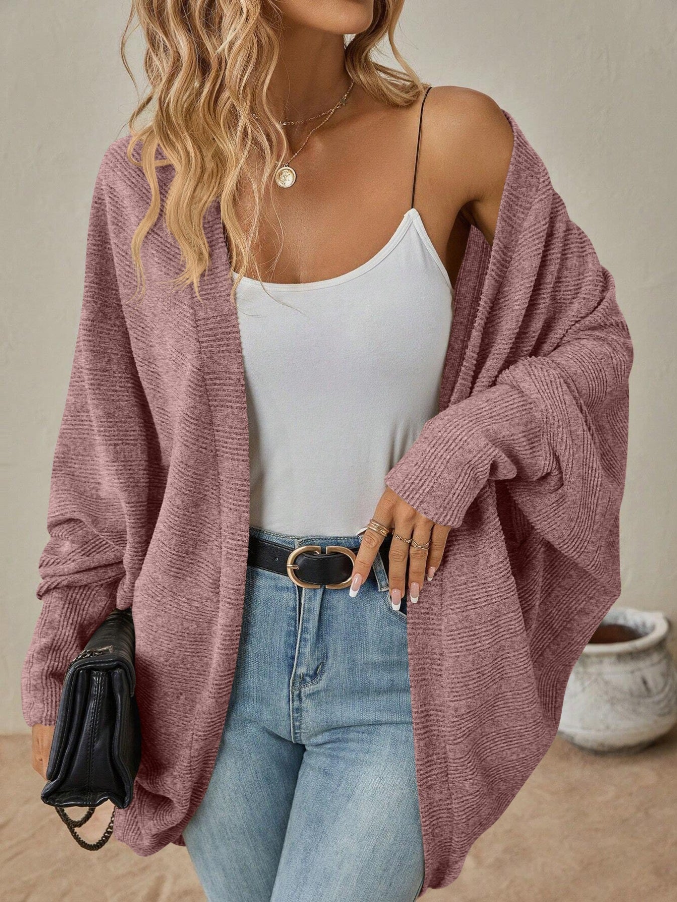 Open Front Batwing Sleeve Cardigan