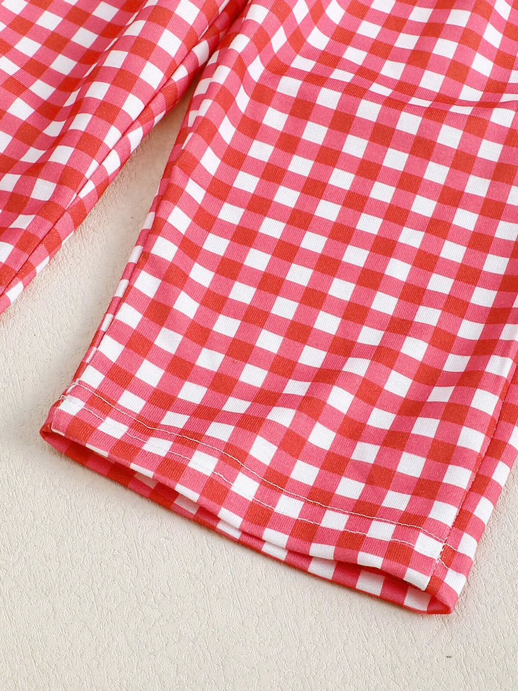 Children's Embroidered Sweatshirt and Gingham Pants Set