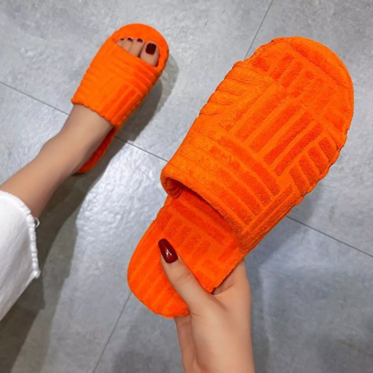 Open-Toe Platform Slippers