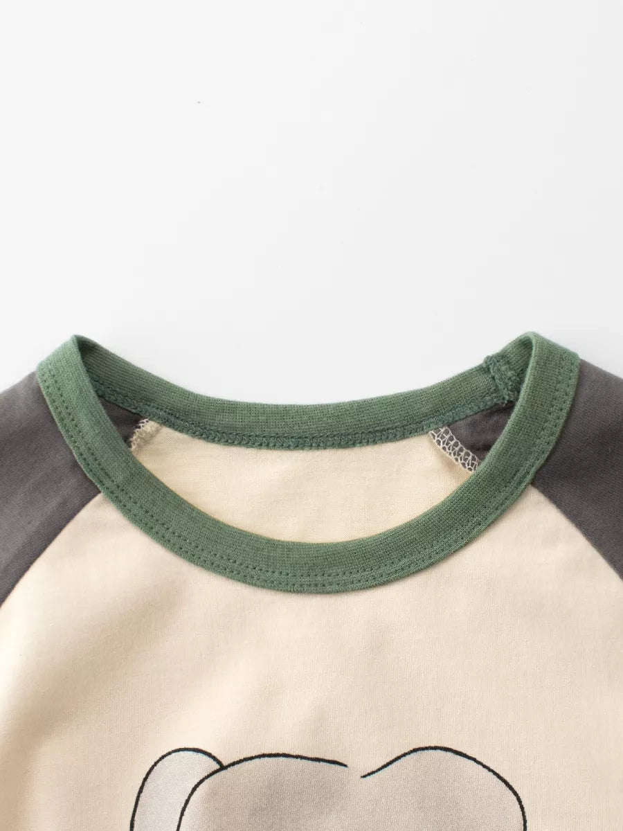 Children's Cartoon Elephant Round Neck T-Shirt