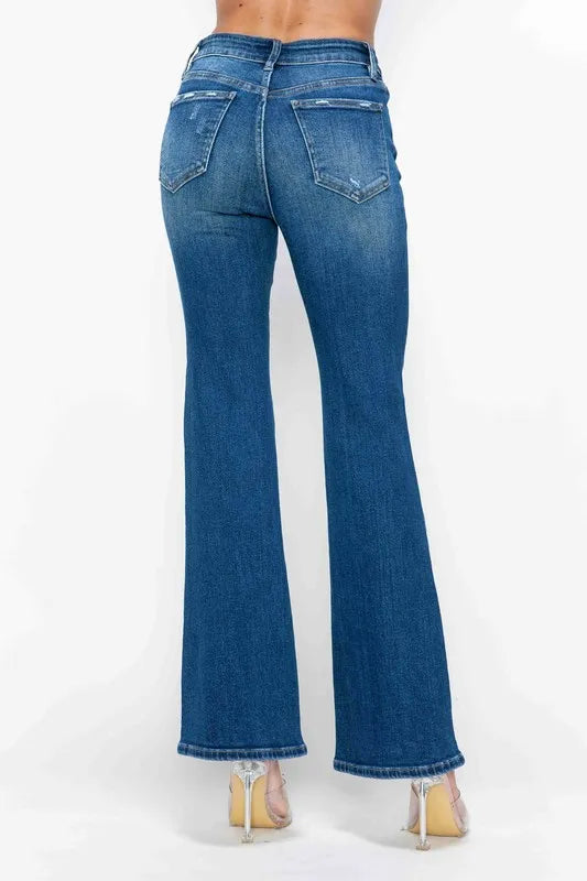 bytos Full Size High Rise Bootcut Jeans with Pockets