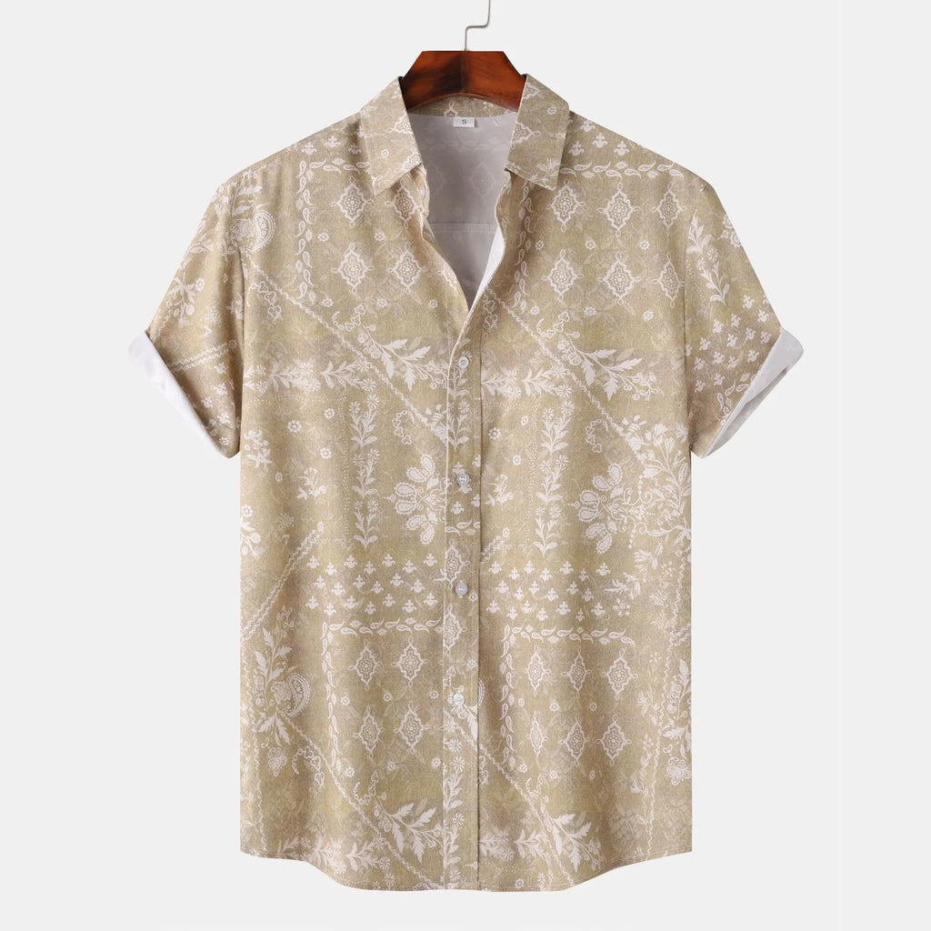 Men's Printed Short Sleeve Button-Up Shirt