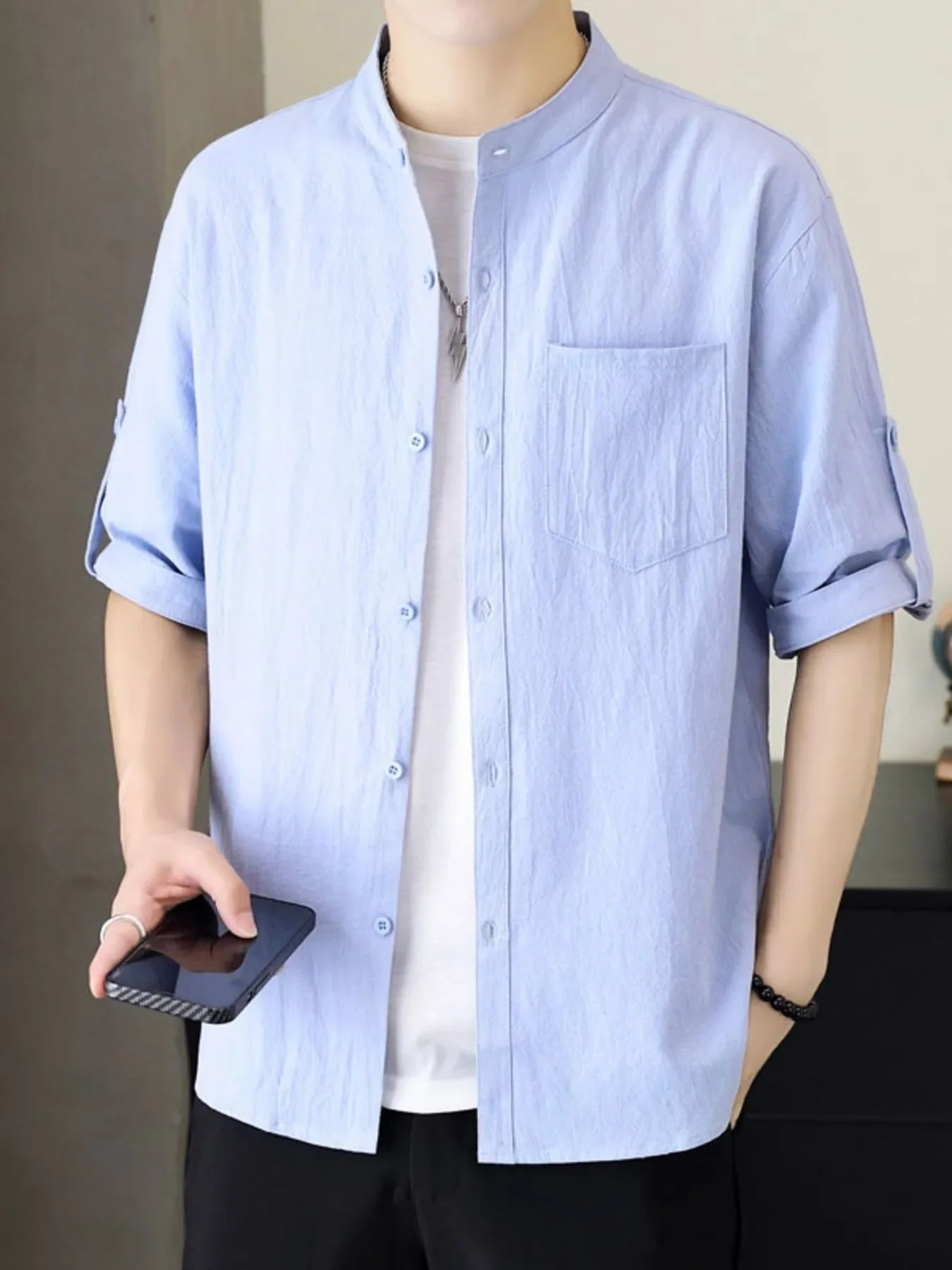 Men's Plus Size Button Up Short Sleeve Shirt