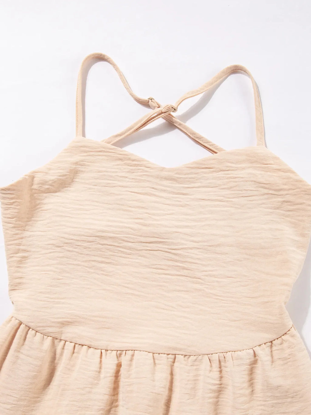 Crossover Backless Bodice Tiered Maxi Dress