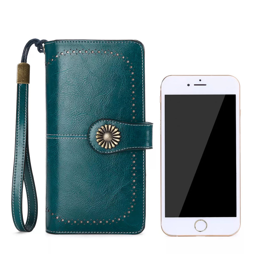 Vintage Style Leather Long Wallet