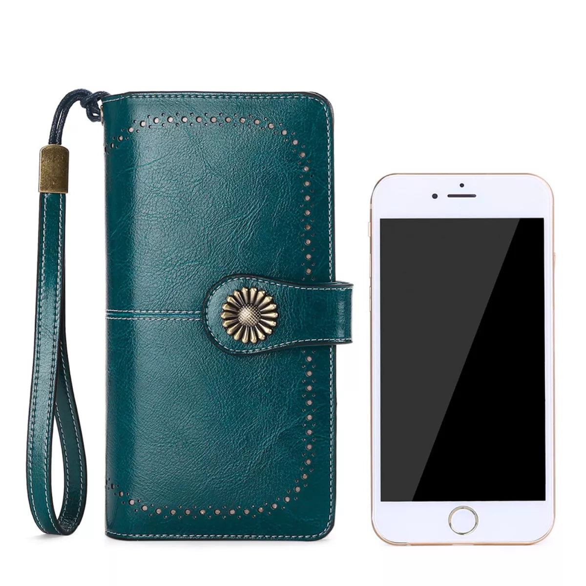 Vintage Style Leather Long Wallet