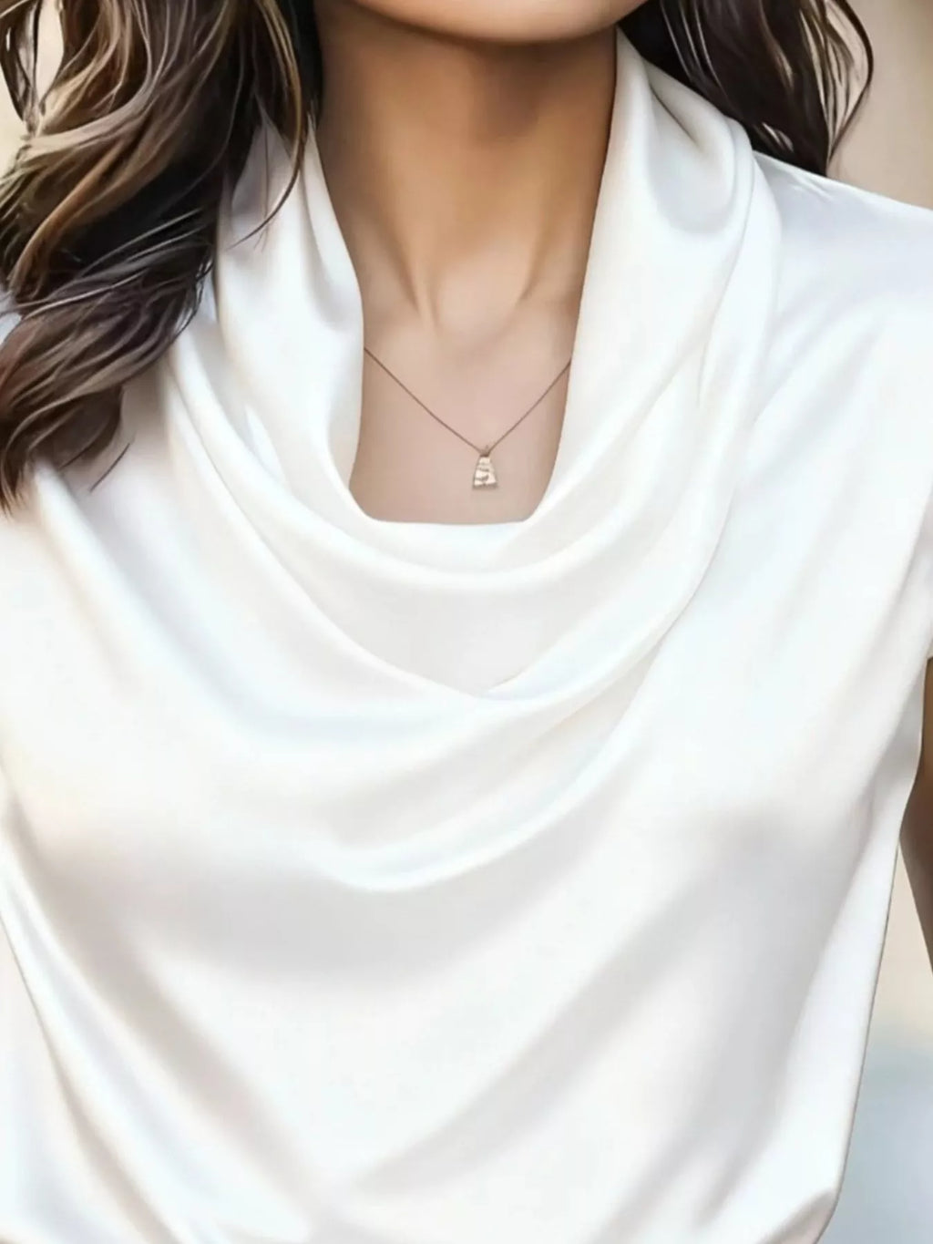 Satin Cowl Neck Blouse