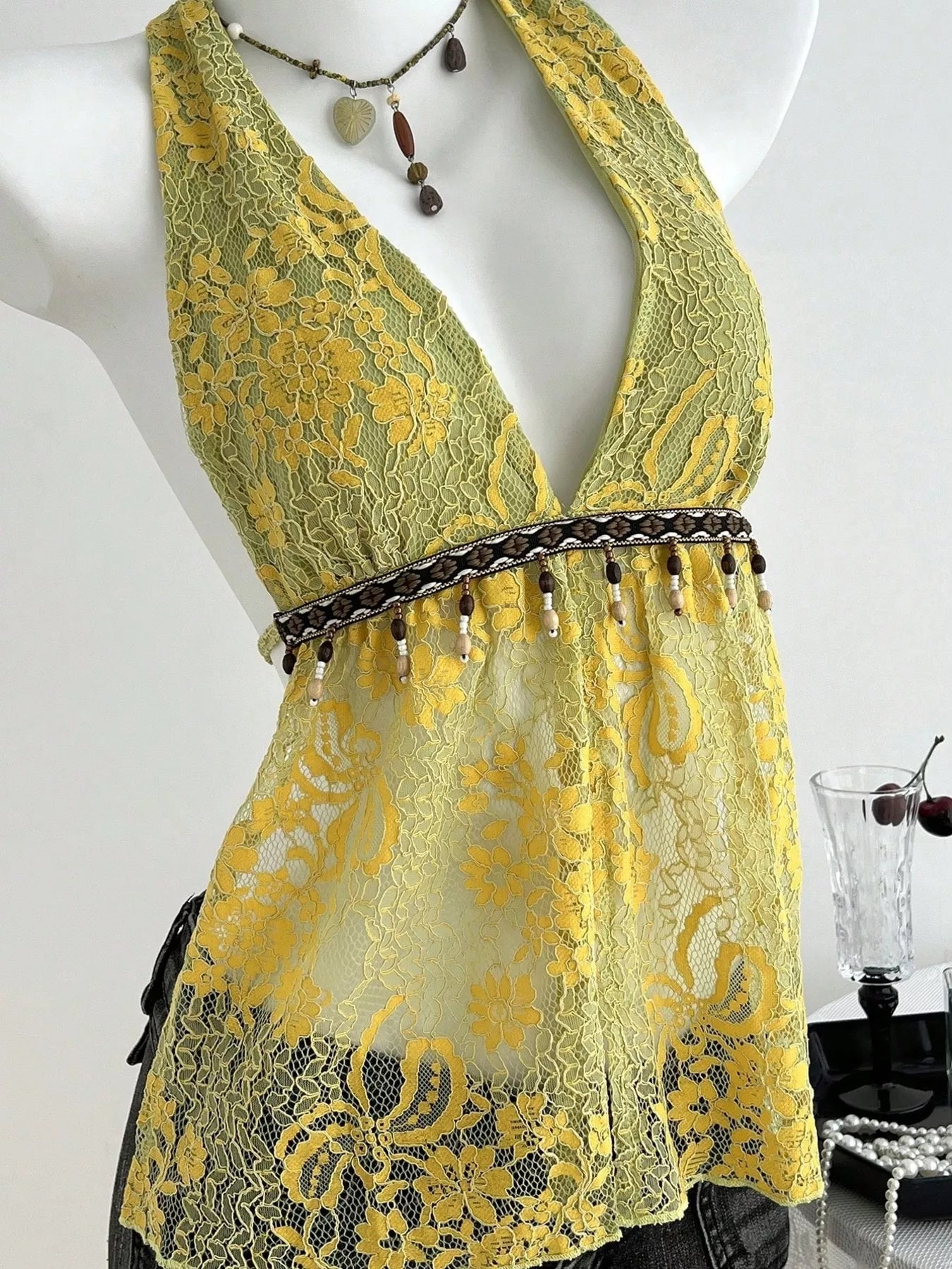 Lace Halter Neck Cami