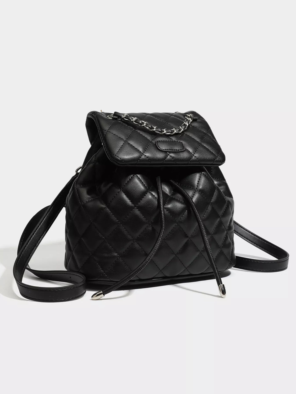 Quilted Chain Flap Backpack Bag