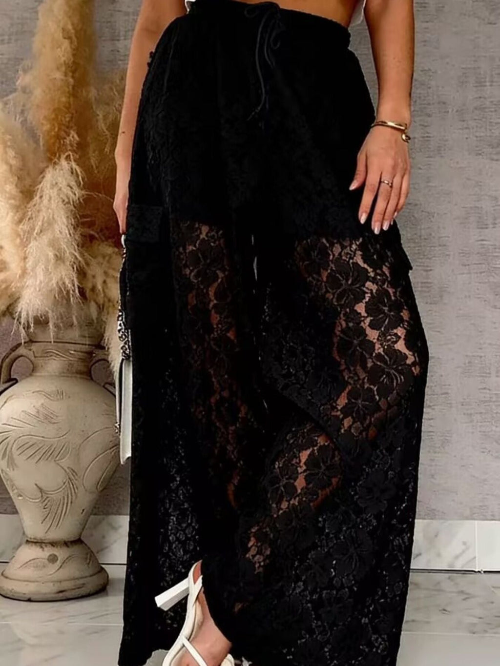 Lace Wide-Leg Pants
