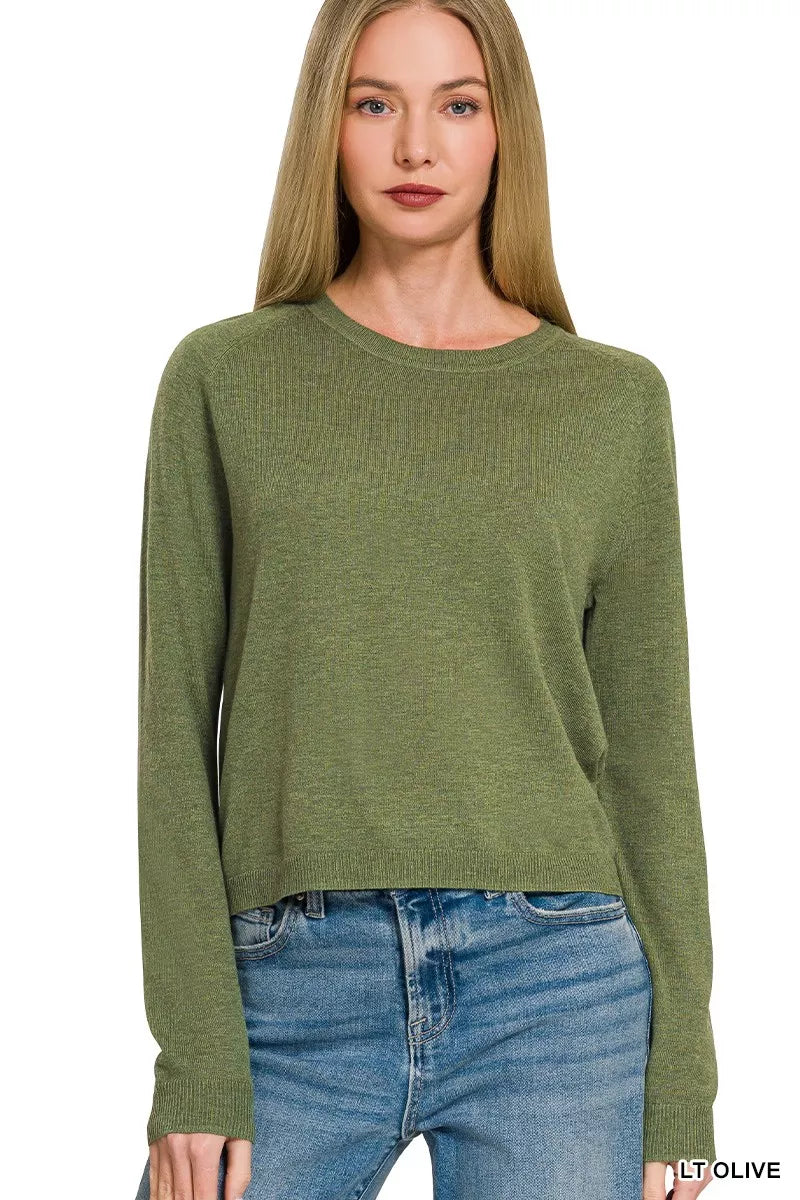 Zenana Lightweight Wool Blend Round Neck Sweater