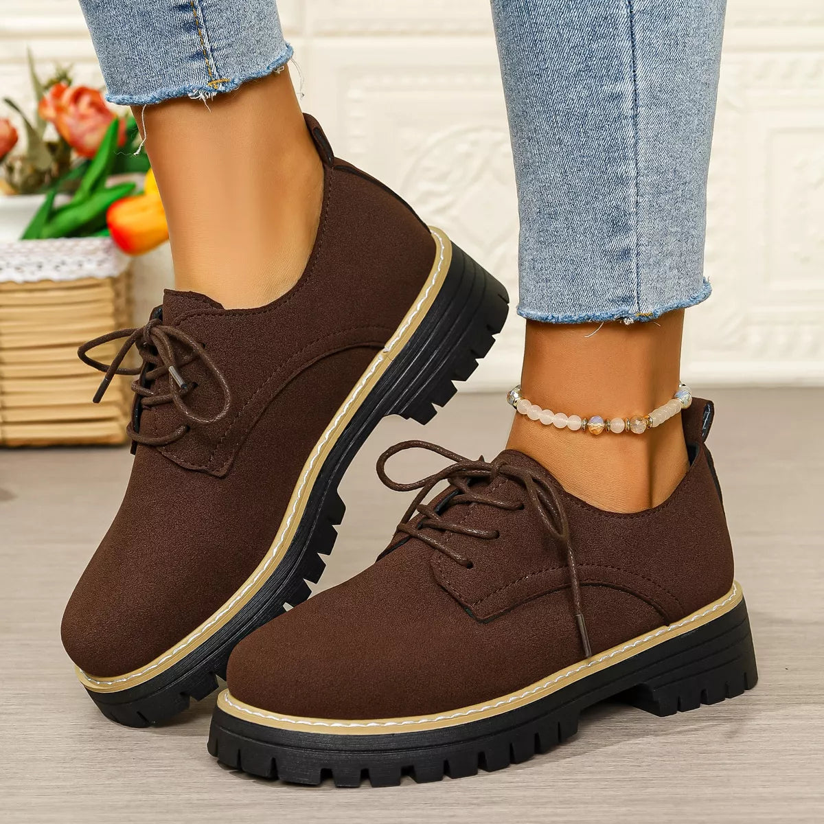 Lace-Up Platform Loafers