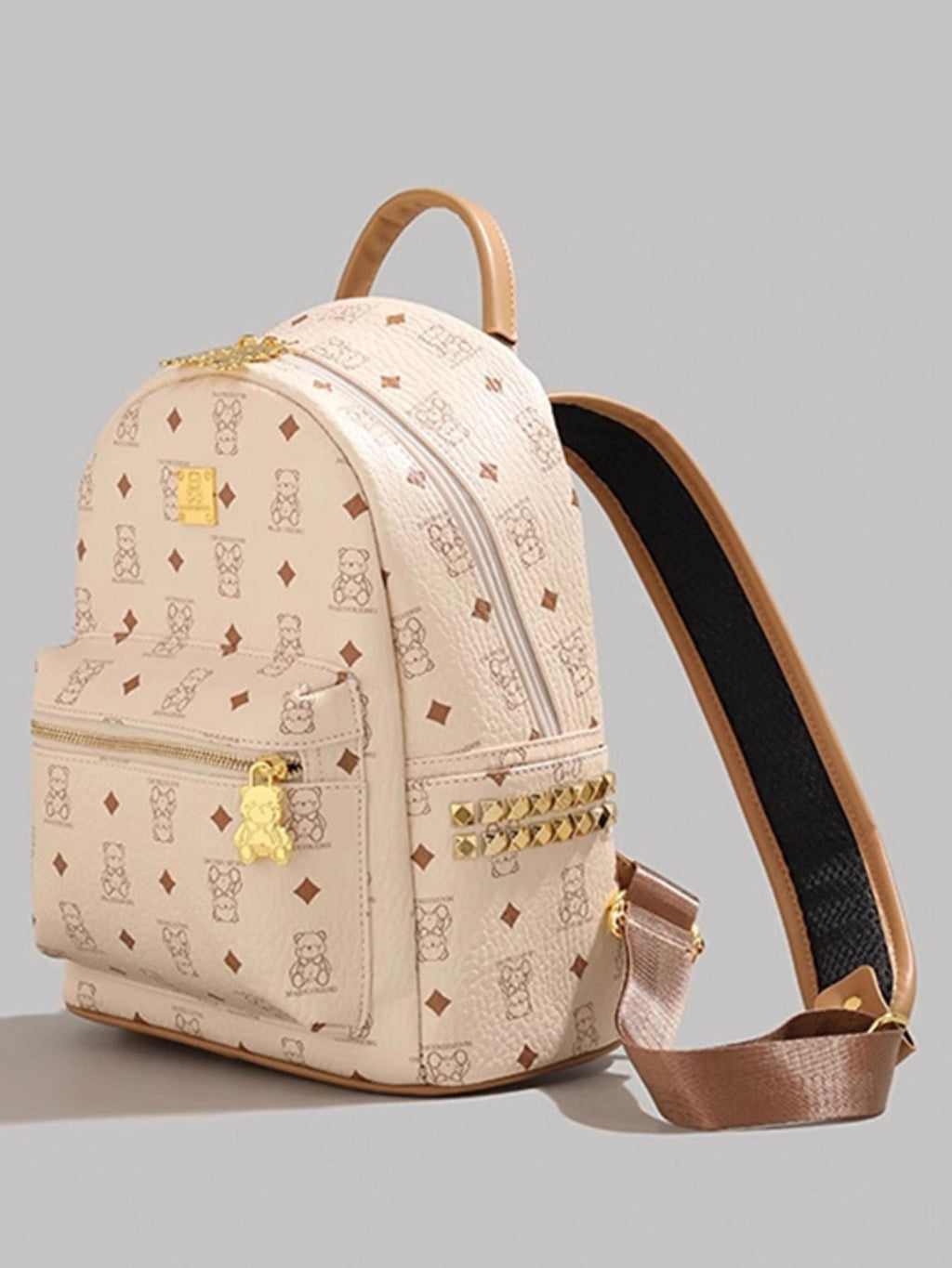 Bear Pattern Leather Backpack Bag