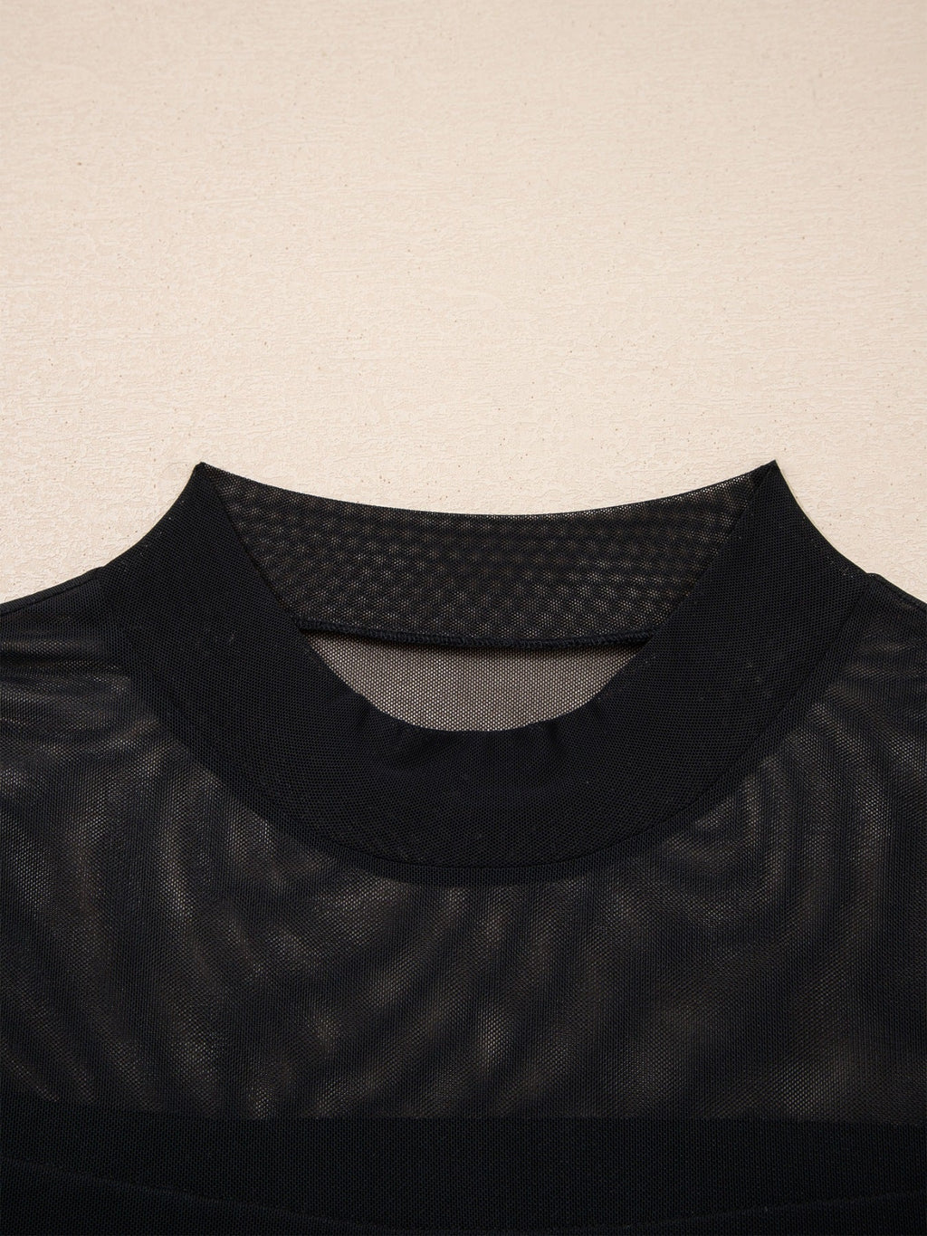 Sheer Mesh Patchwork Cap Sleeve T Shirt