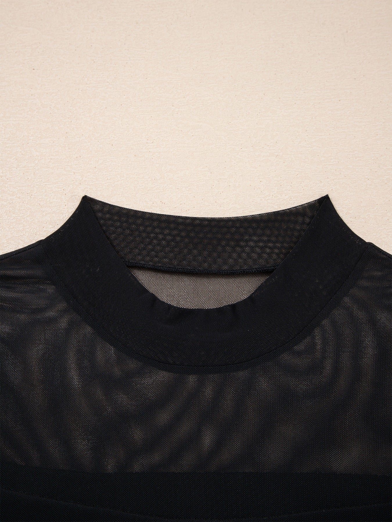 Sheer Mesh Patchwork Cap Sleeve T Shirt