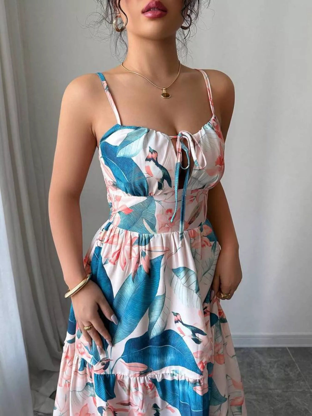 Floral Print Tiered Maxi Cami Dress