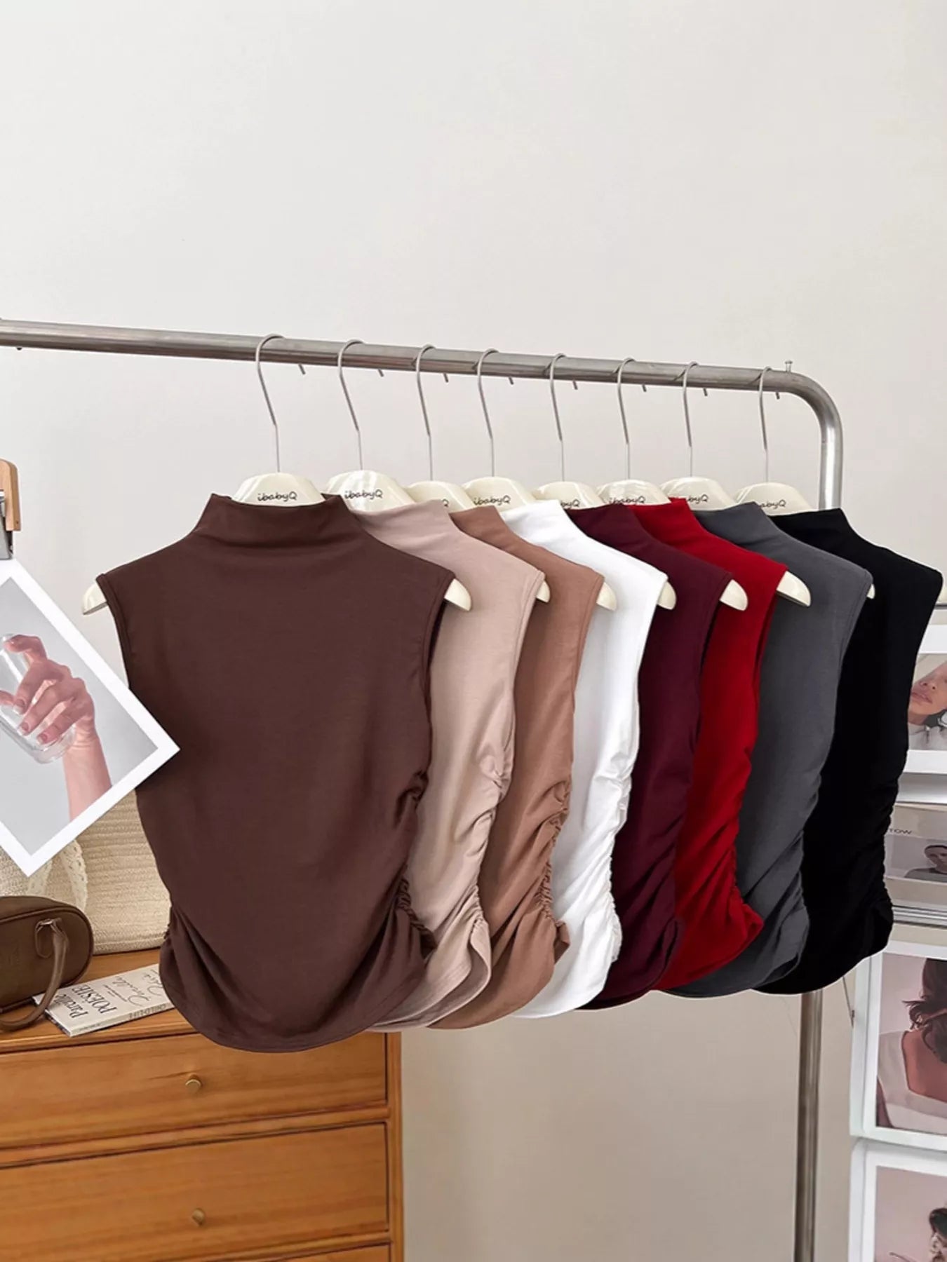 Ruched Mock Neck Tank