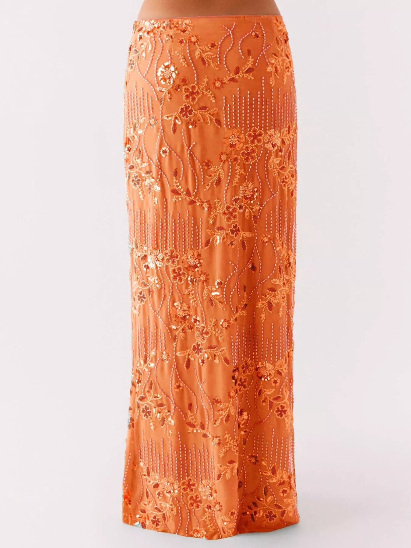 Sequin Embroidered Maxi Skirt