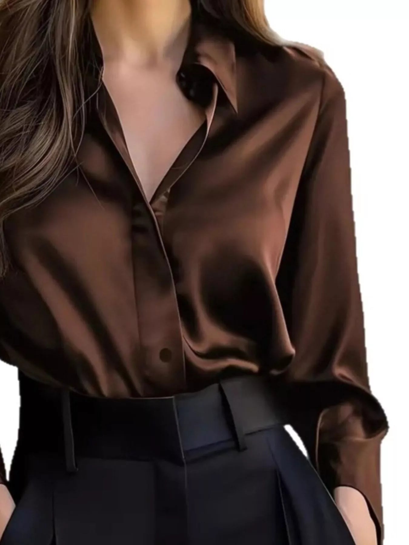 Button Down Collared Neck Long Sleeve Shirt