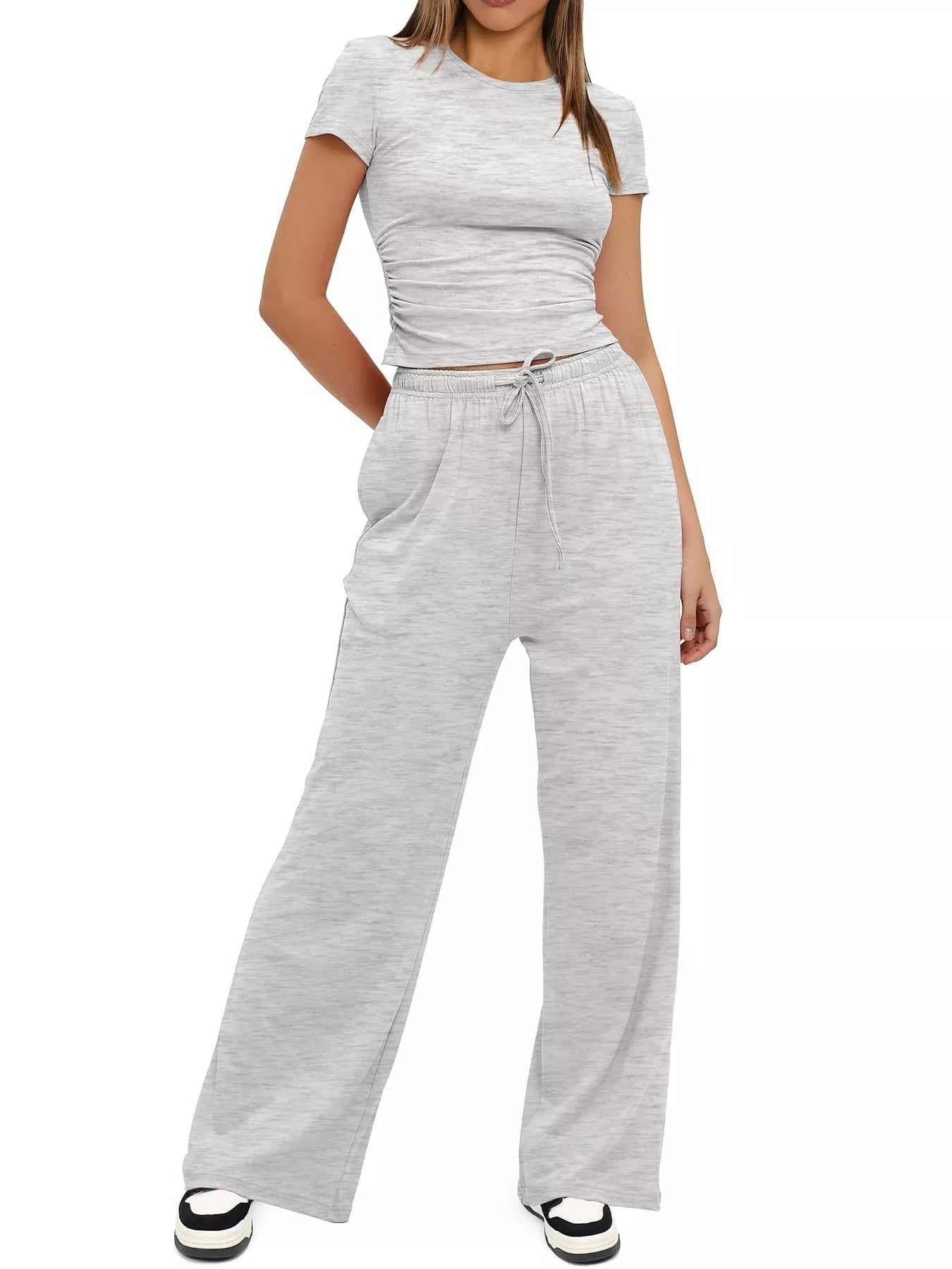 Short Sleeve Top and Drawstring Pants Set