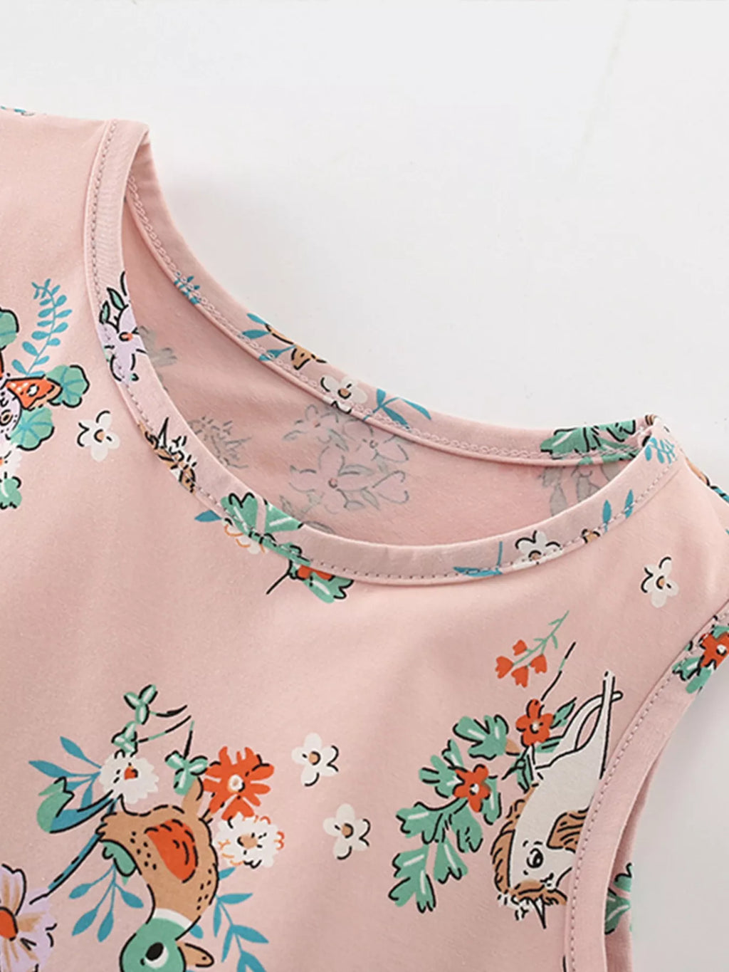 Children's Sleeveless Floral Animal Print Casual Dress
