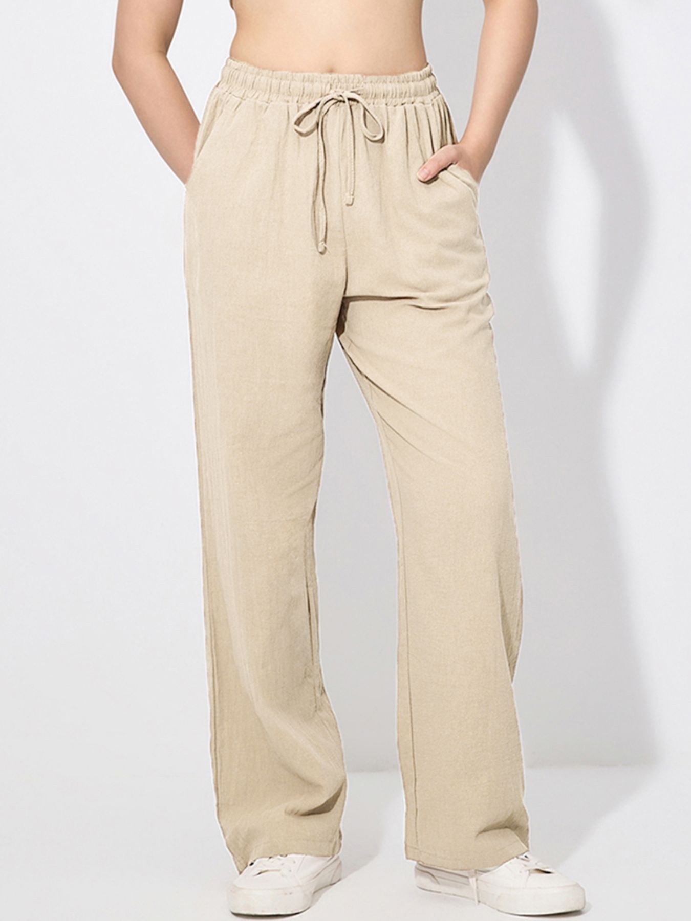 Drawstring Wide Leg Pants