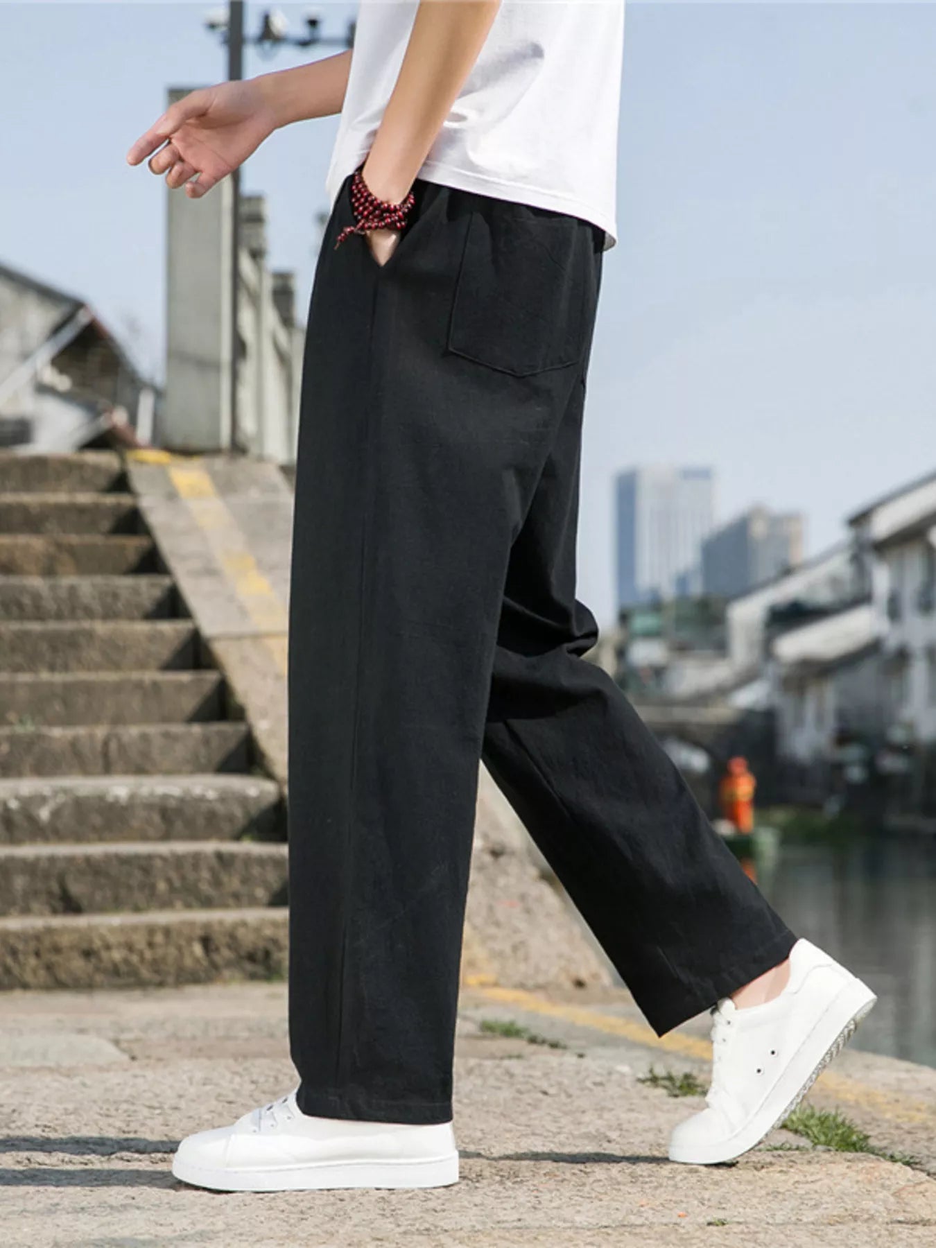 Men's Plus Size Loose Fit Drawstring Casual Pants