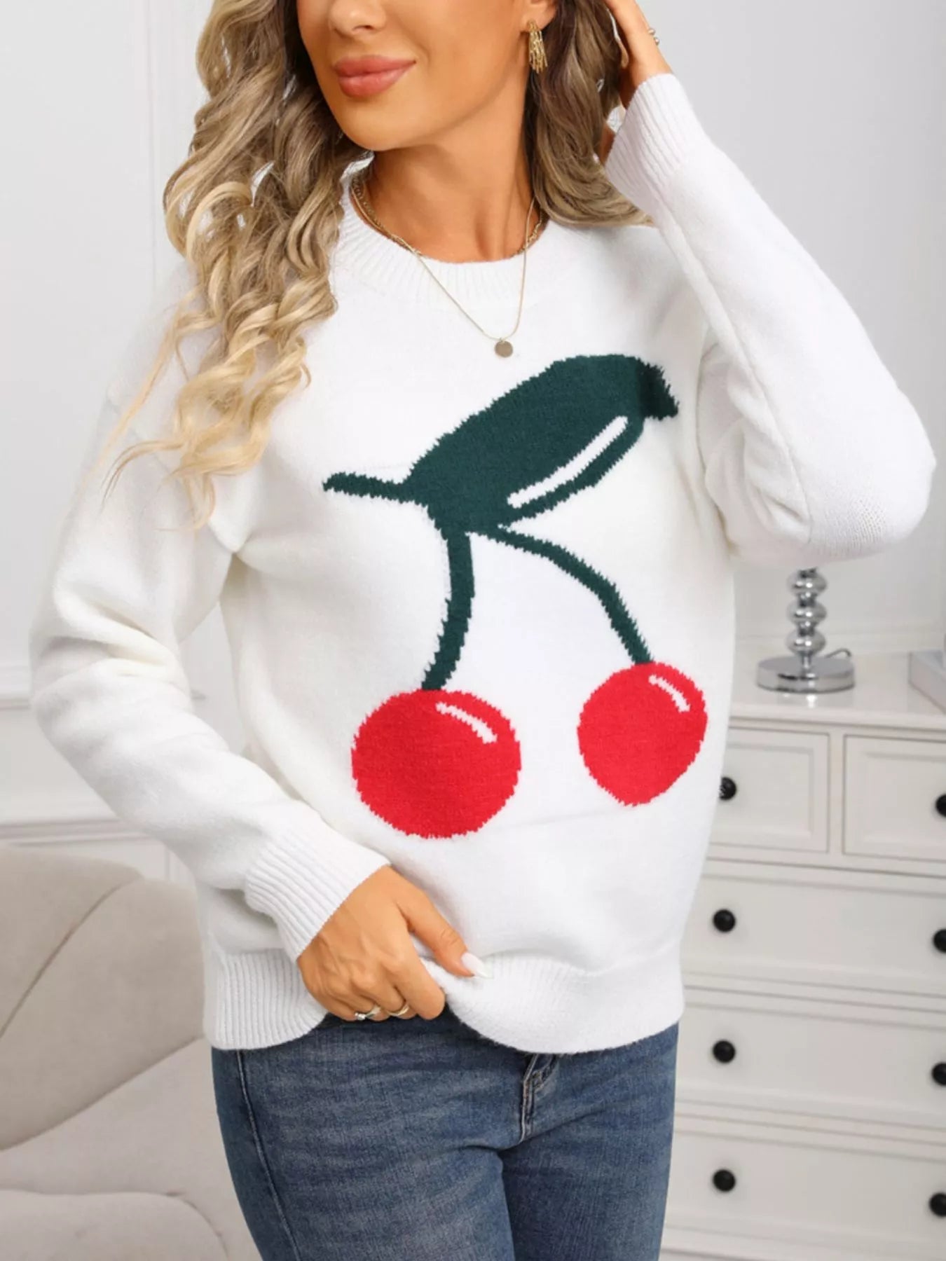 Cherry Round Neck Sweater
