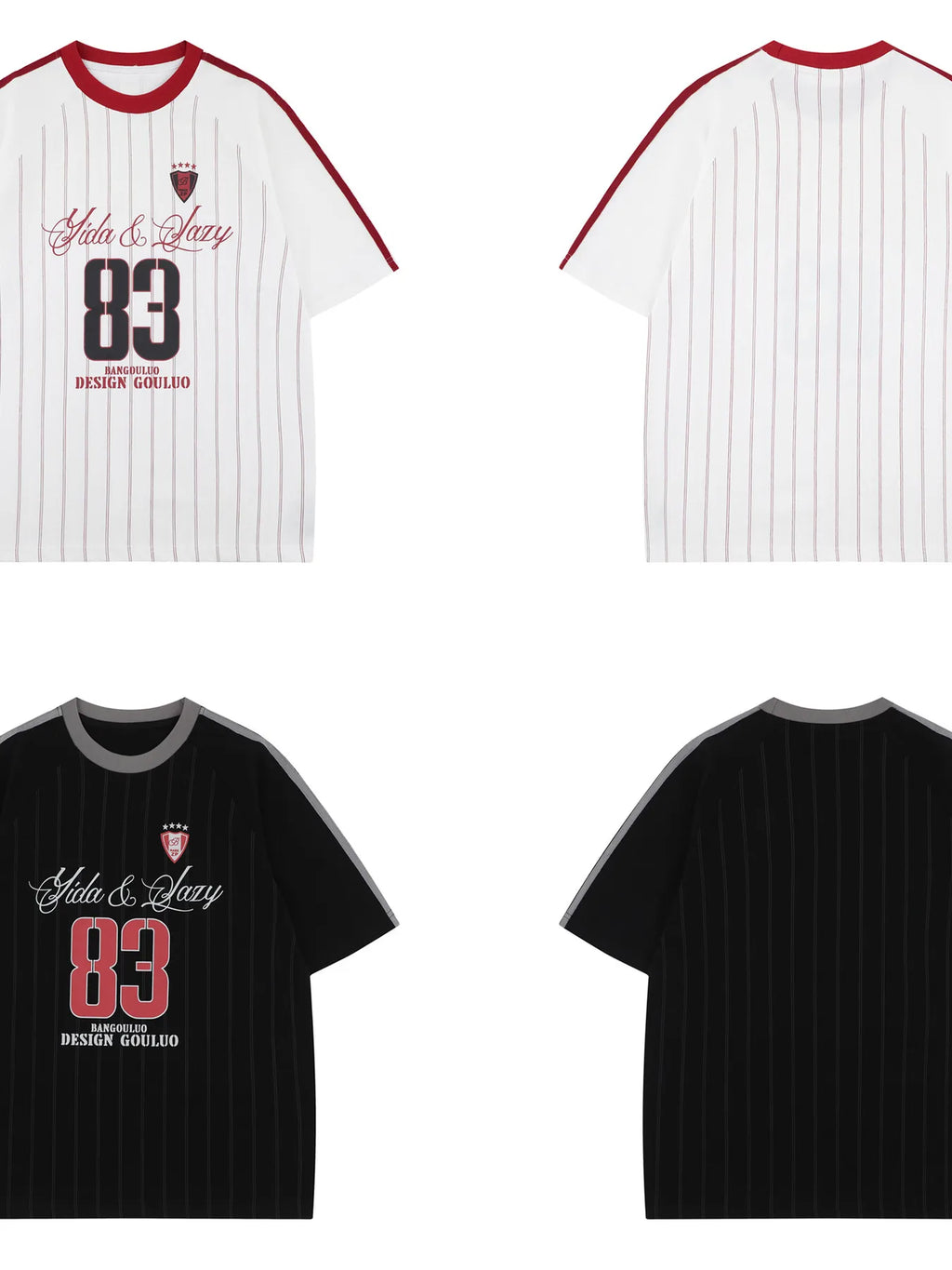 Men's Number 83 Striped Baseball T-Shirt