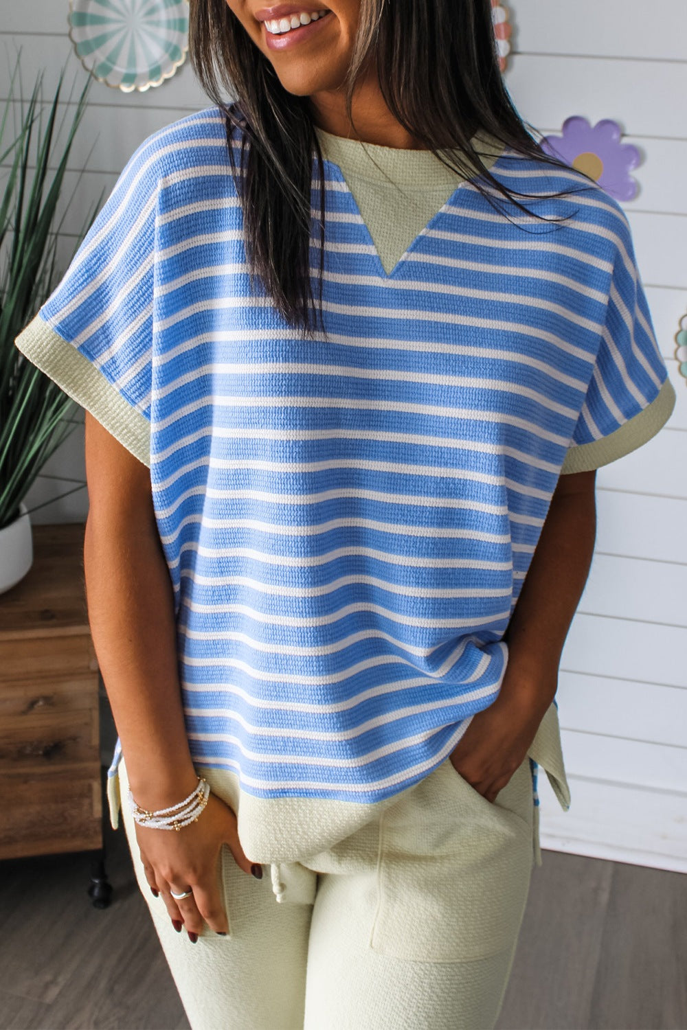 Striped Short Sleeve Casual Top
