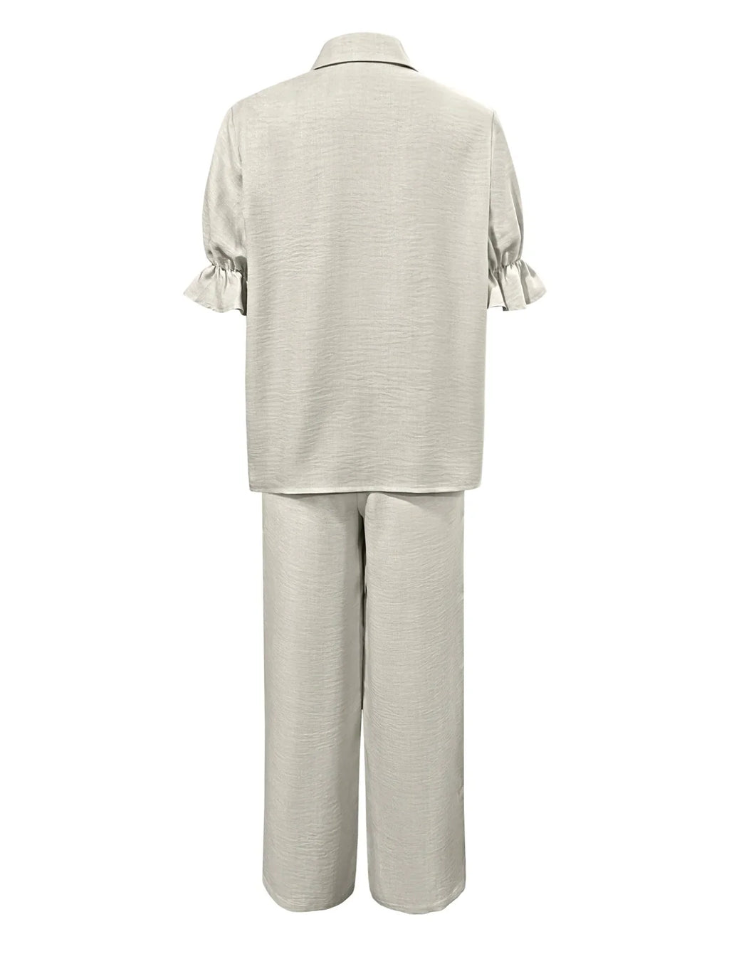 Plus Size Button-Down Shirt and Wide-Leg Pants Set