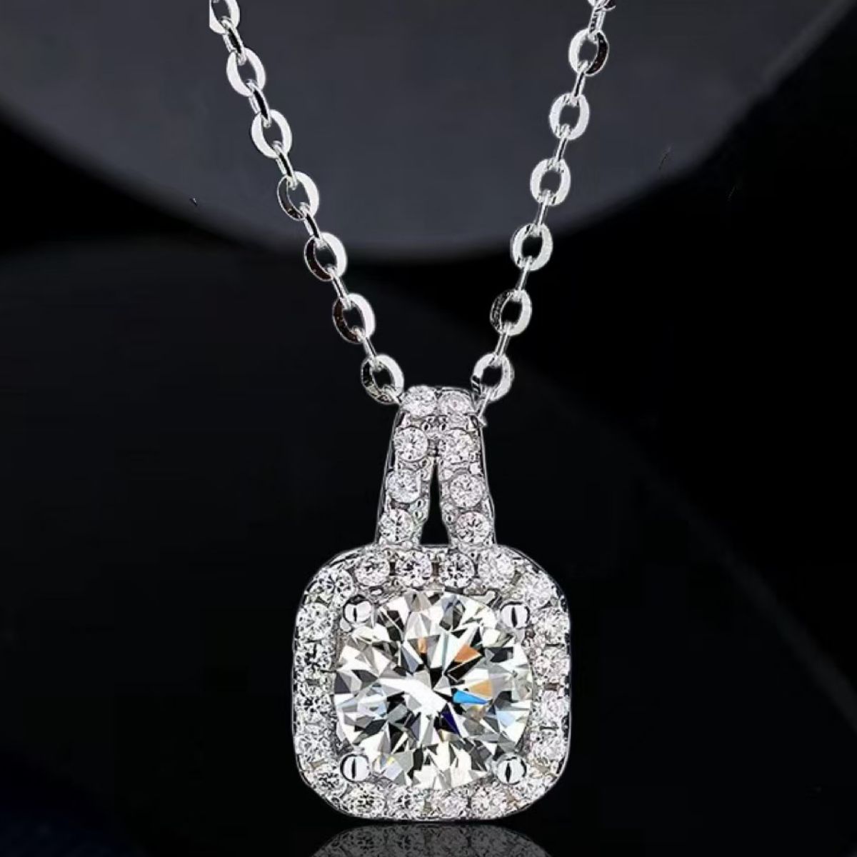 1 Carat Moissanite 925 Sterling Silver Pendant Necklace