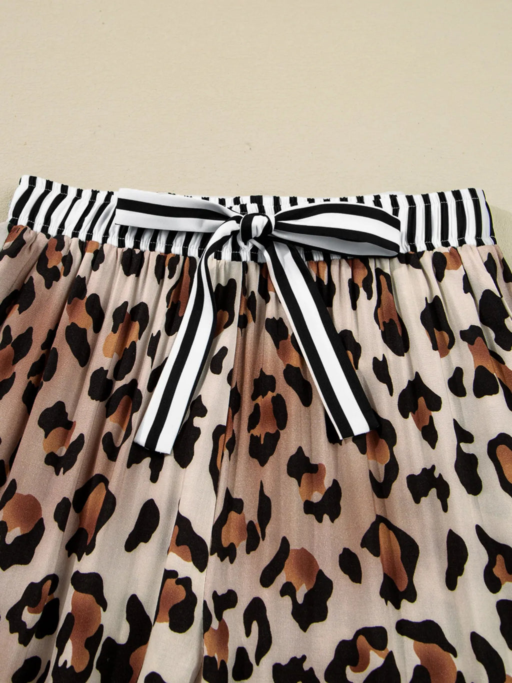 Leopard and Striped Trim Shirt and Pants Set