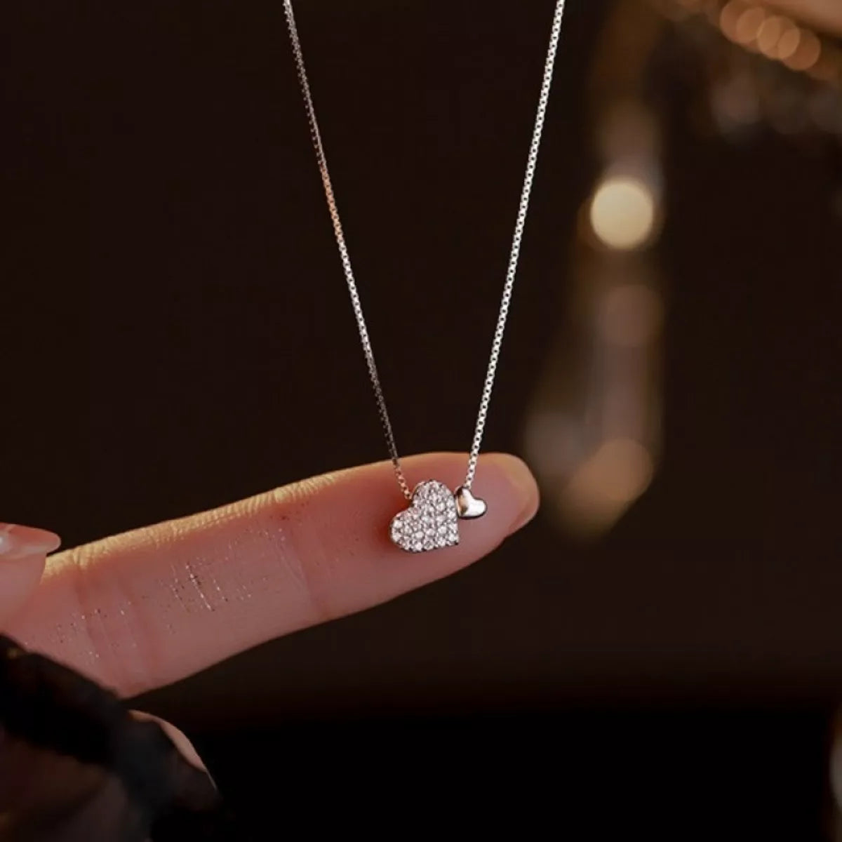 925 Sterling Silver Zircon Heart Necklace