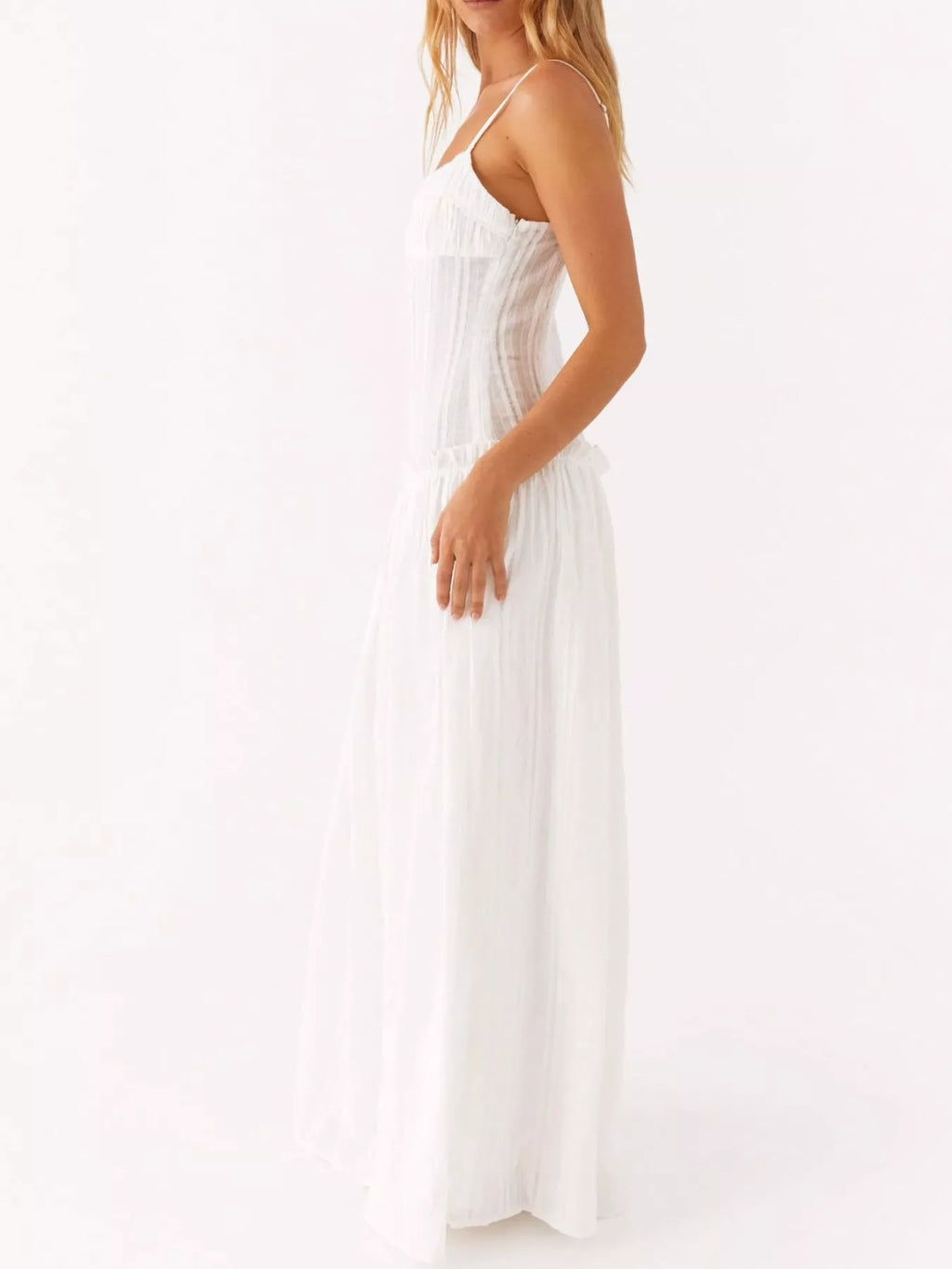 Ruched Spaghetti Strap Maxi Dress