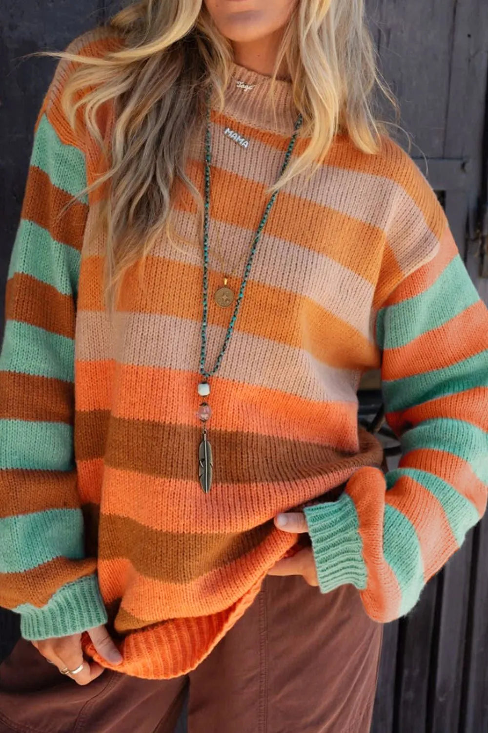 Striped Rainbow Long Sleeve Sweater