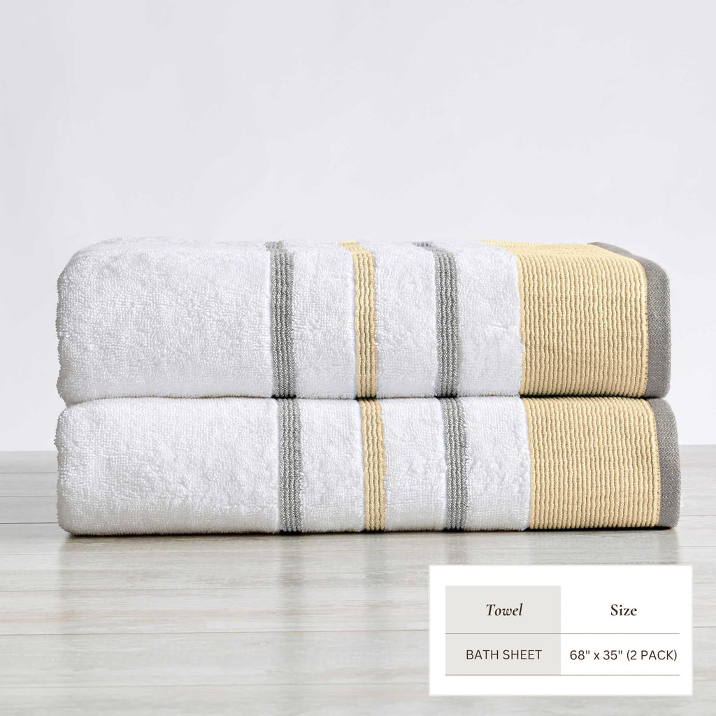 Decorative Cotton Stripe Bath Towel Set - Noelle Collection