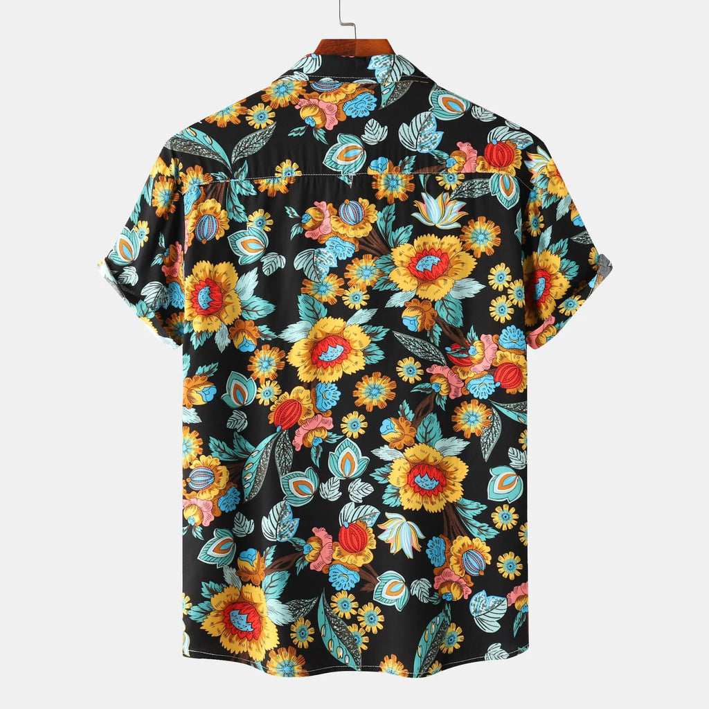 Men's Plus Size Floral Print Short Sleeve Hawaiian Shirt