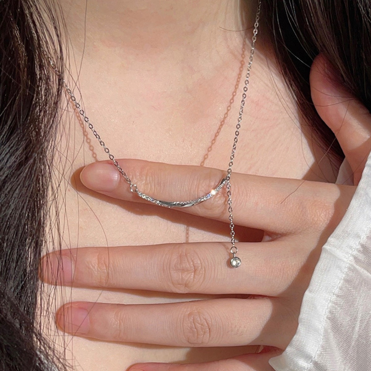 925 Sterling Silver Bar Chain Adjustable Necklace