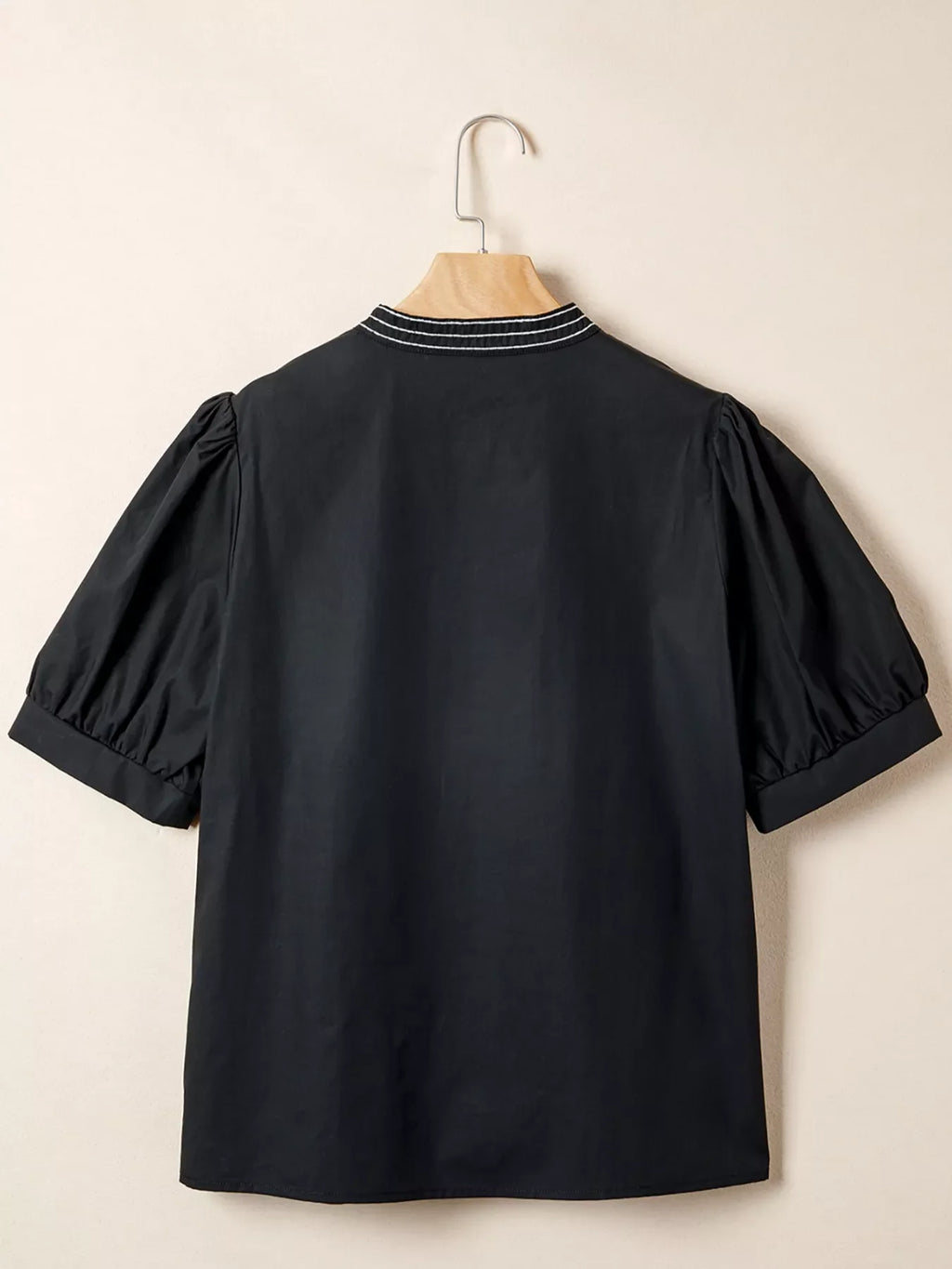 Notched Puff Sleeve Blouse