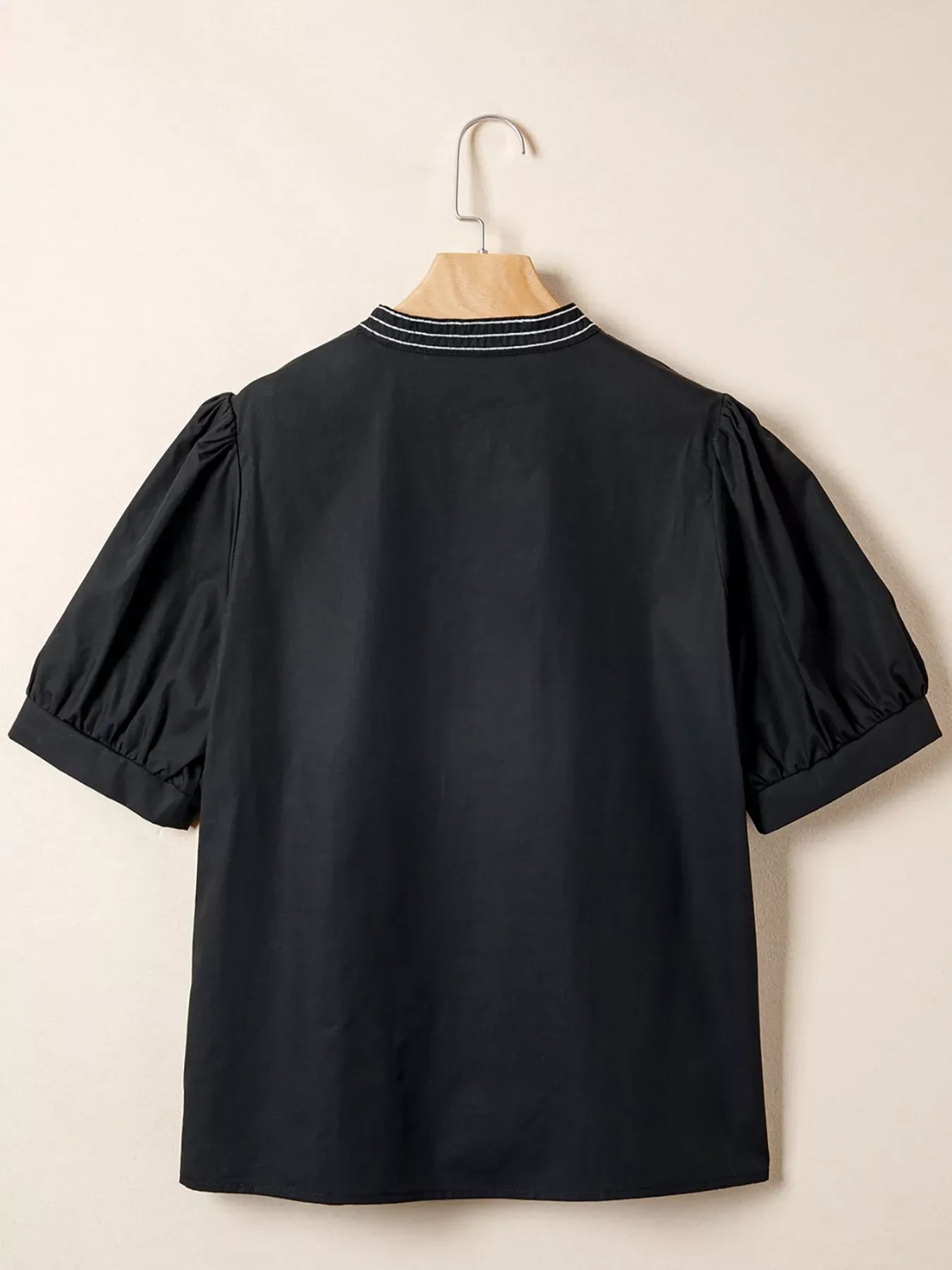 Notched Puff Sleeve Blouse