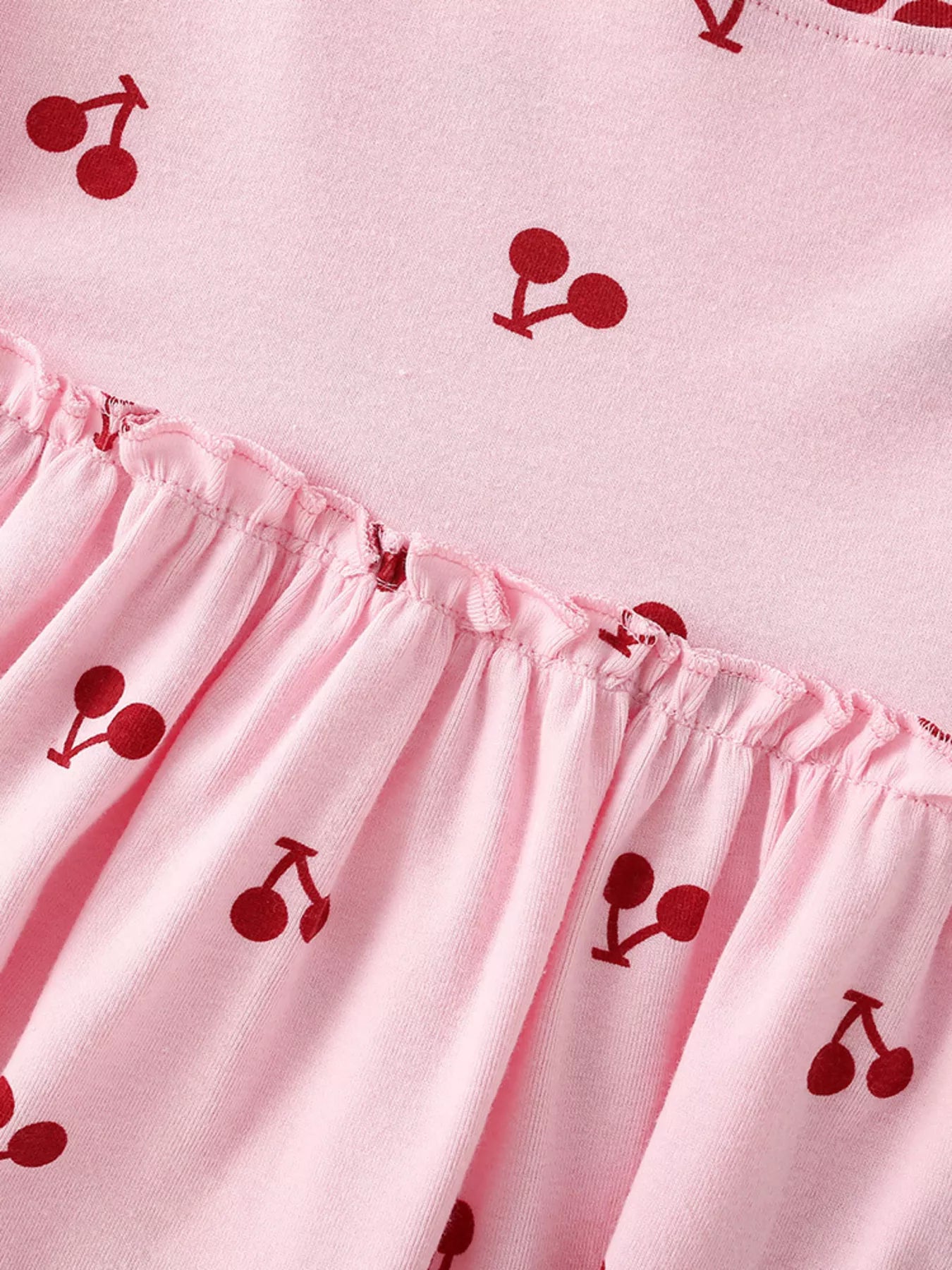 Children's Cherry Print Short Sleeve Dress