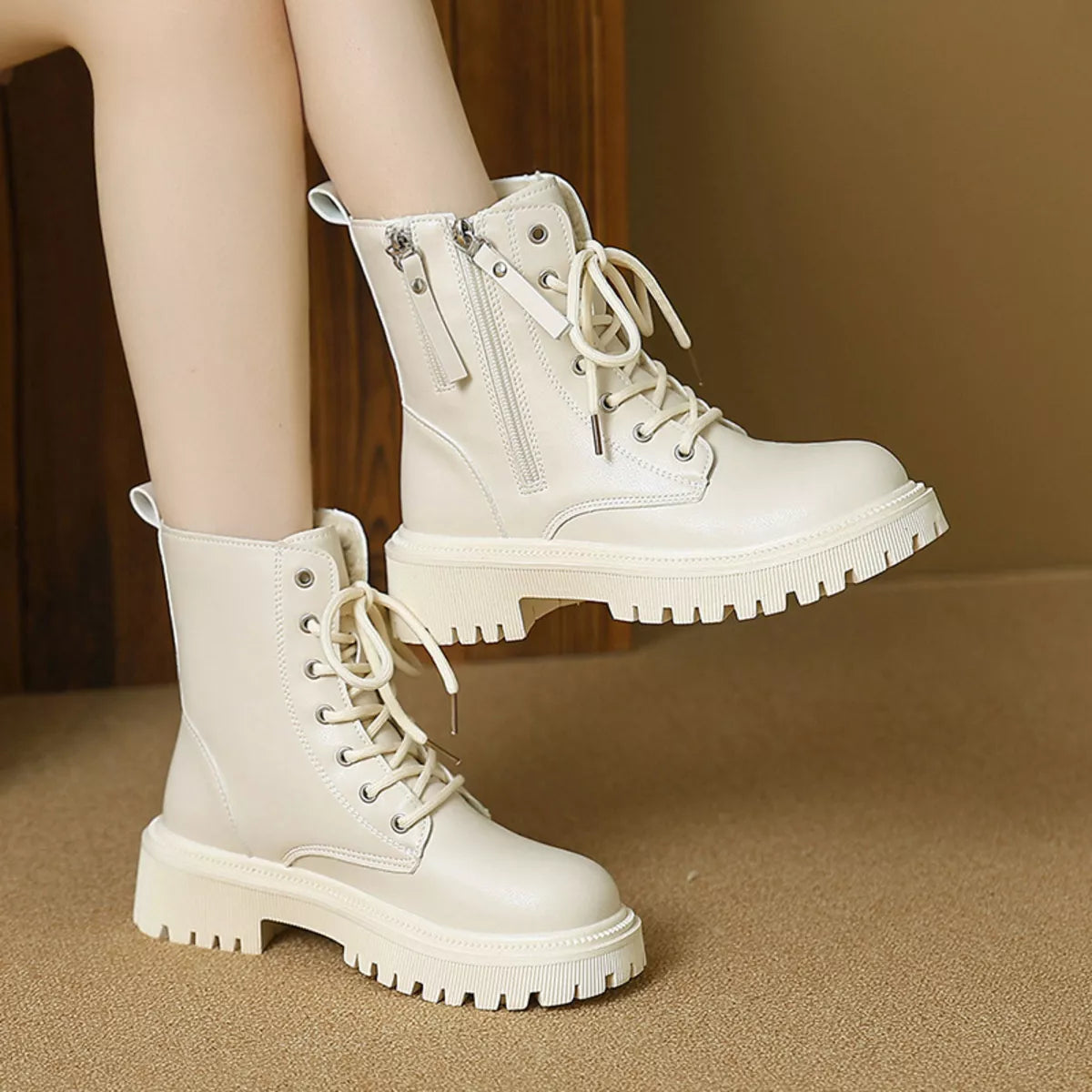 Lace-Up Ankle Combat Boots