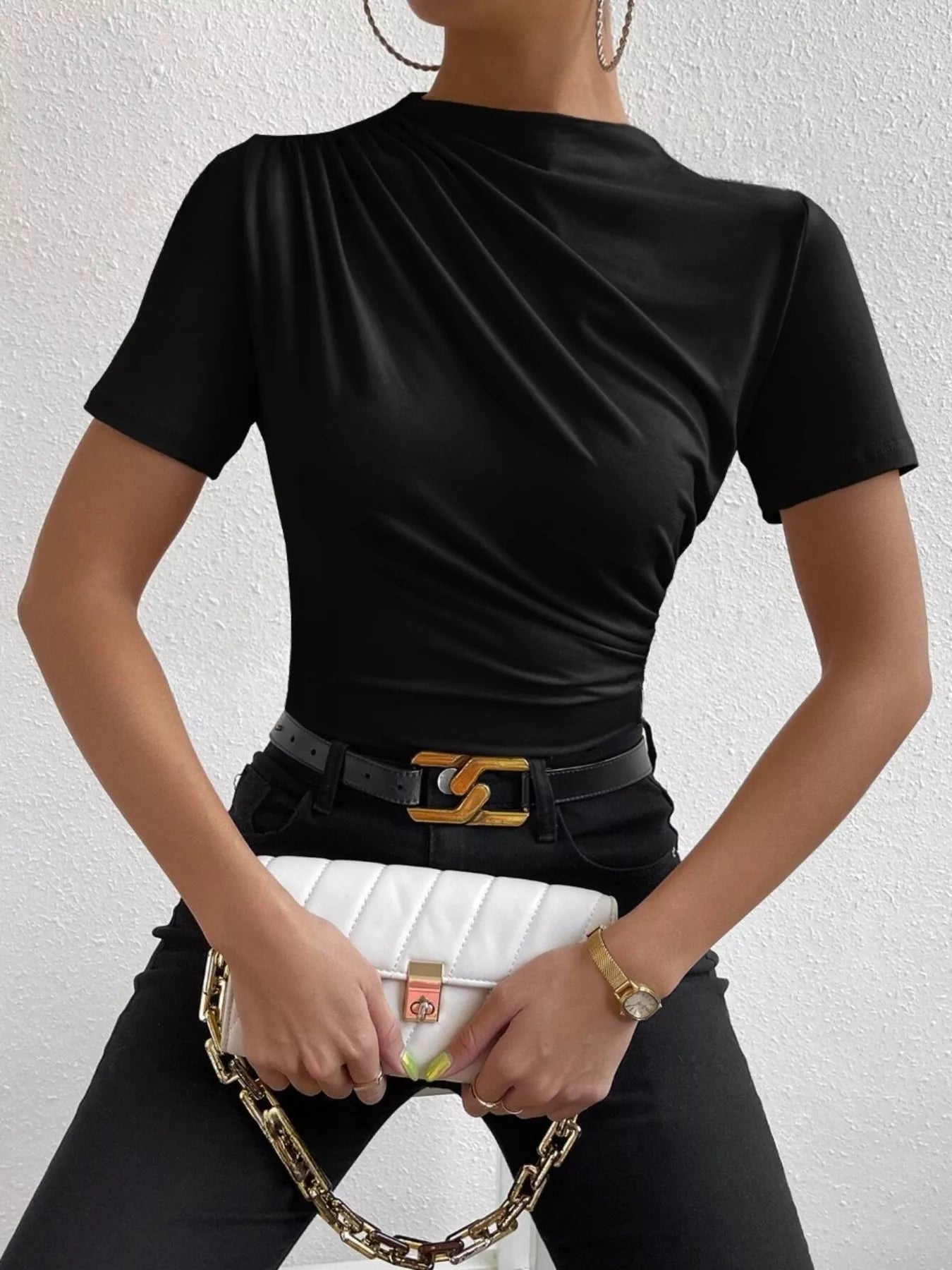 Ruched Short Sleeve T-Shirt