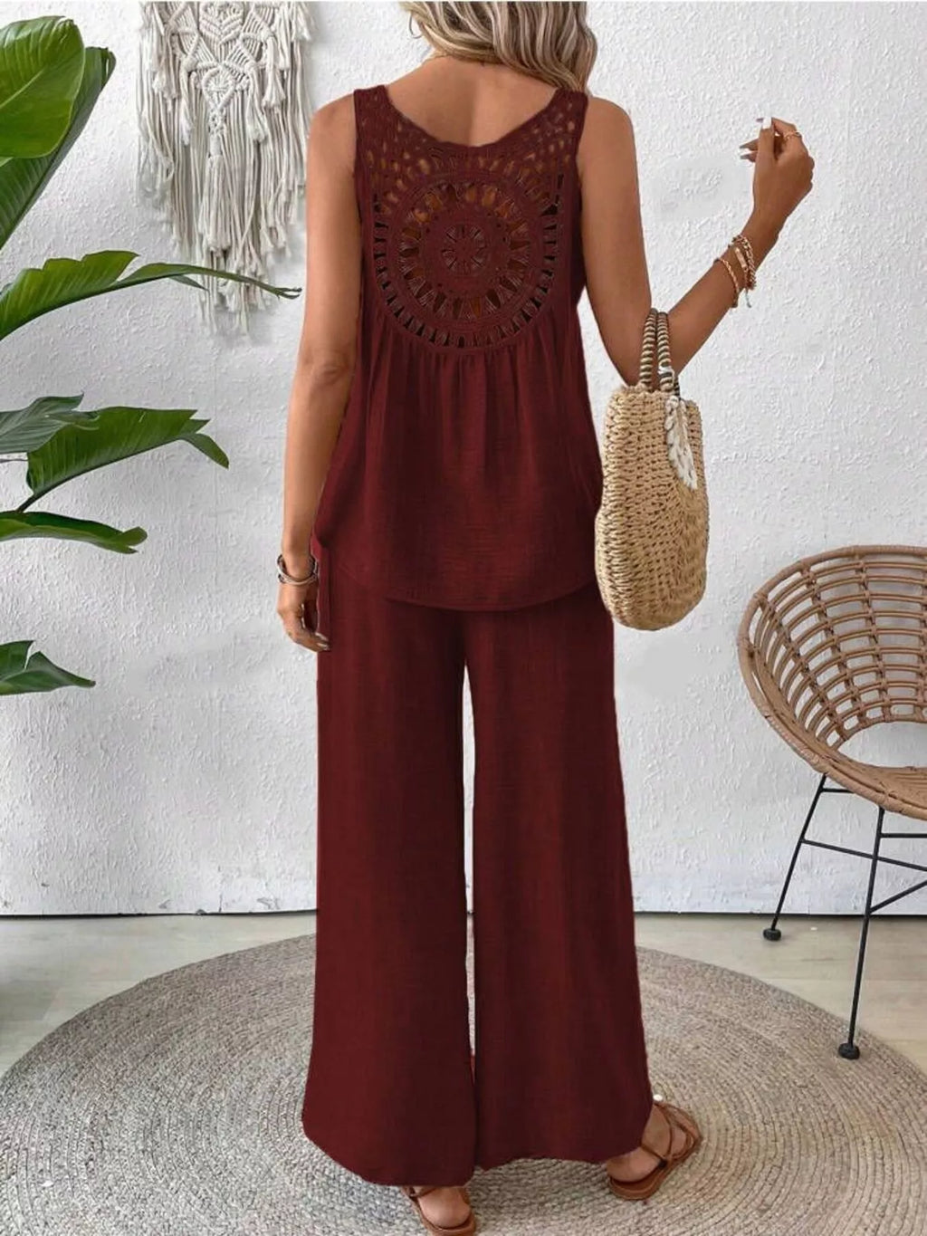 Round Neck Tank and Pants Set