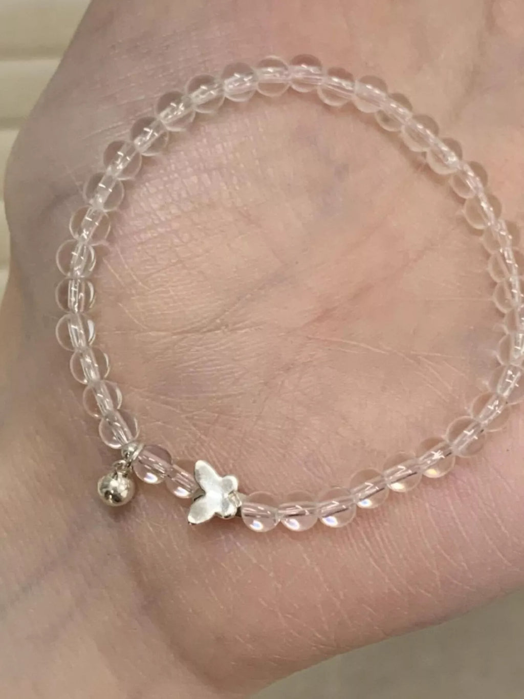 Crystal Beaded Bracelet with Butterfly Charm