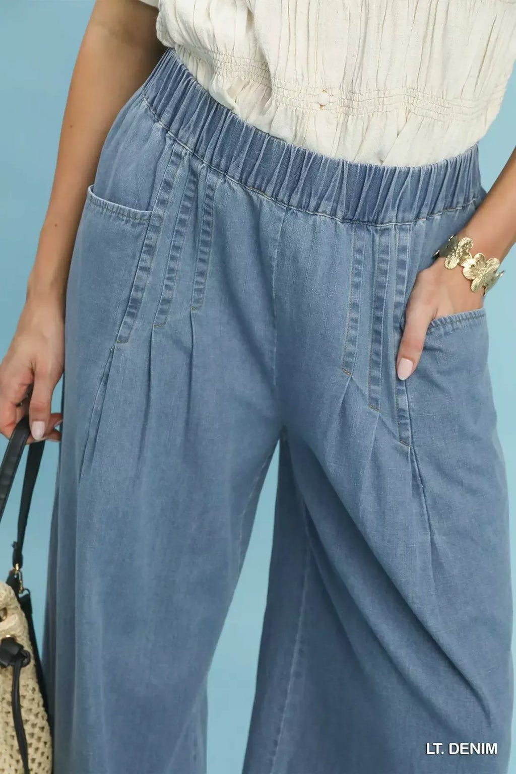 Umgee Stone Washed Wide Leg Pants