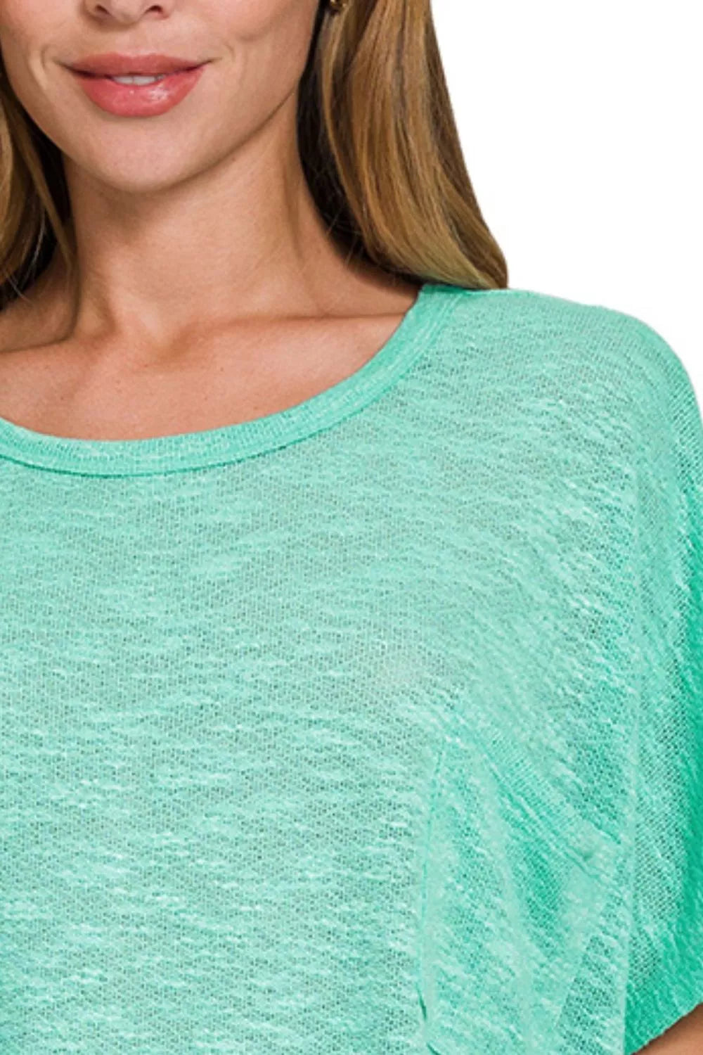 Zenana Oversized Slub Hacci Top with Pocket